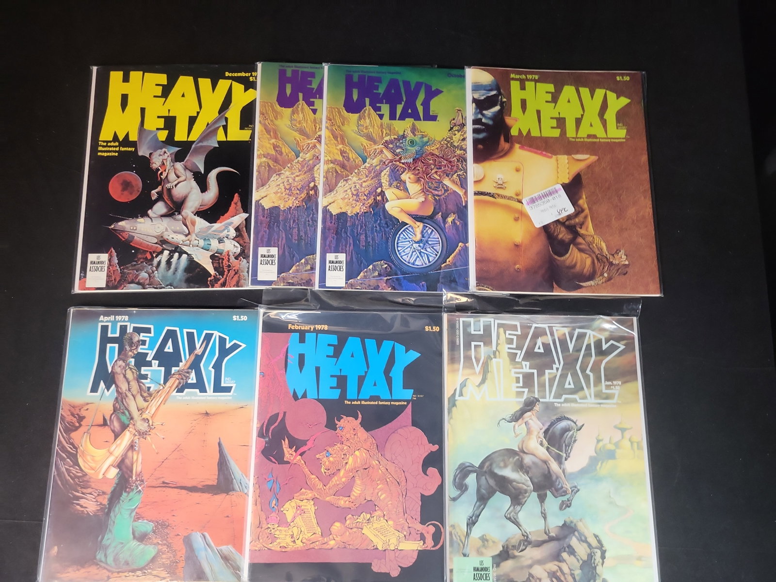 I02540 | Seven Issues of Heavy Metal The Adult Illustrated Fantasy Magazine 1977-1978 (1 of 5)