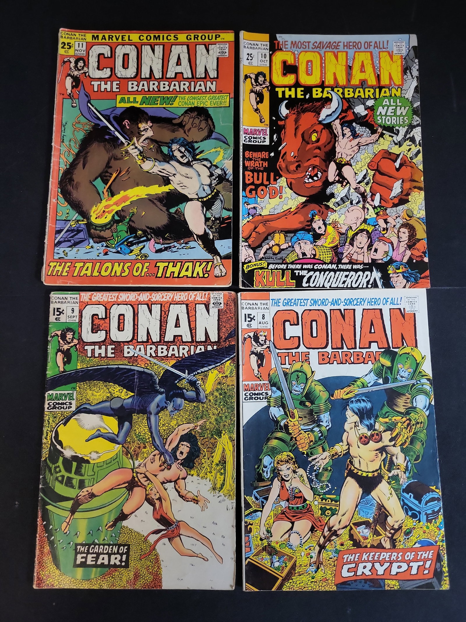 I02634 | Four Conan the Barbarian Comic Books by Marvel Comics Group, Issues 8 through 11 (1 of 3)