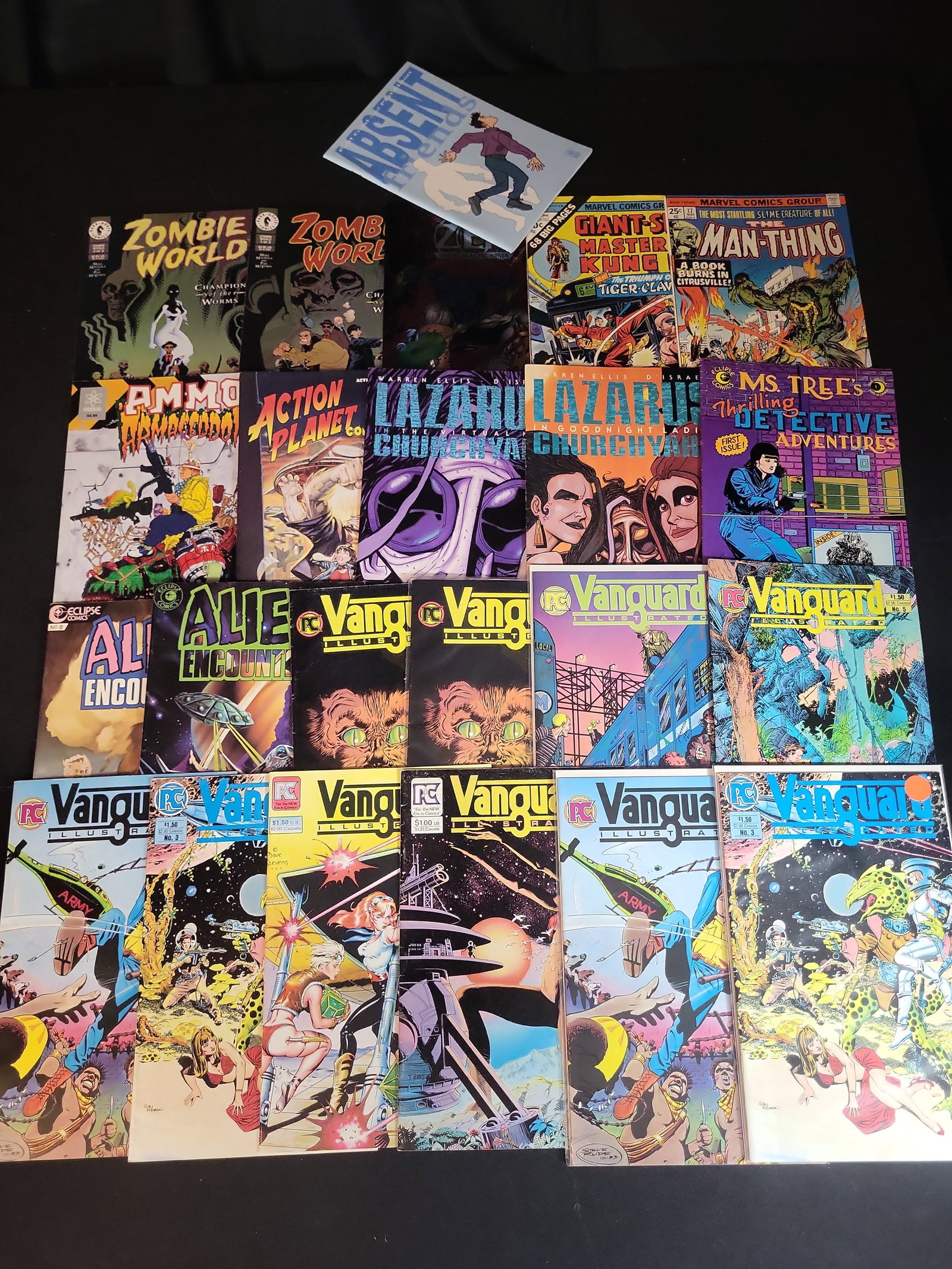 I02654 | A Collection of Independent and Bronze Age Marvel Comic Books Including Vanguard: BID PER WHAT YOU SEE IN THE PHOTO, NOT THE AI GENERATED TITLES AND DESCRIPTIONS! A Collection of Independent and Bronze Age Marvel Comic Books Including Vanguard Illustrated and Zombie World An assort