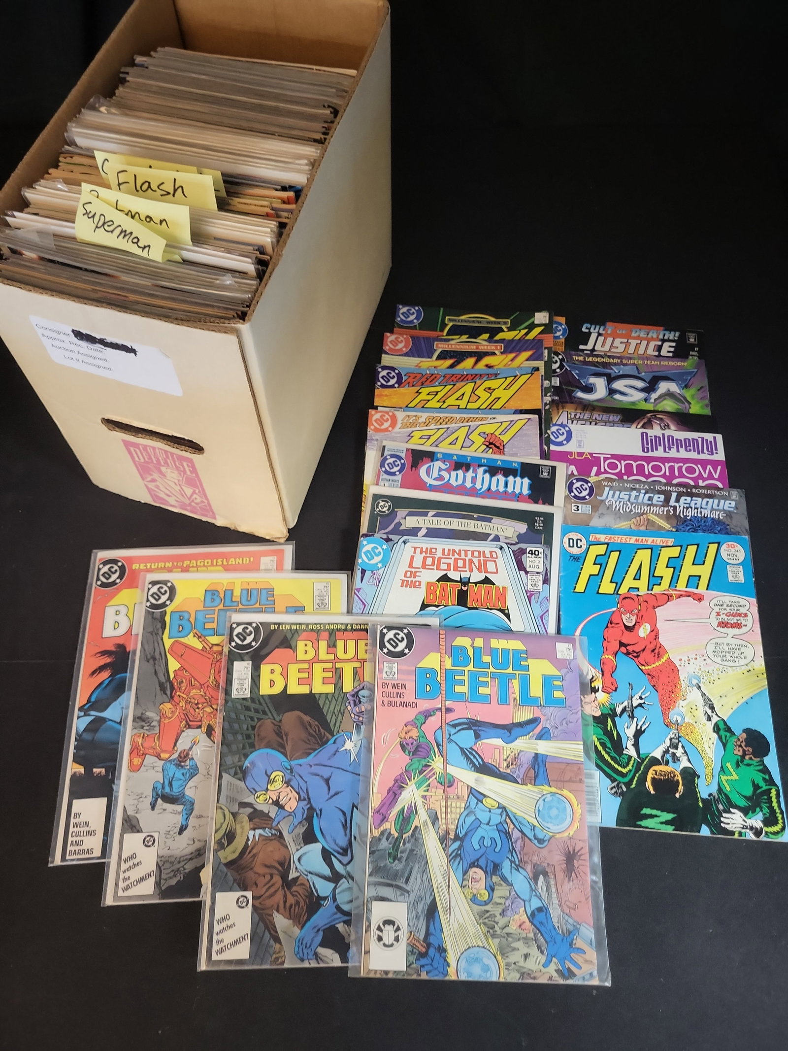 I02780 | A Collection of DC Comics, Bronze to Modern Age: BID PER WHAT YOU SEE IN THE PHOTO, NOT THE AI GENERATED TITLES AND DESCRIPTIONS! A Collection of DC Comics, Bronze to Modern Age An assortment of DC Comics spanning the Bronze, Copper, and Modern eras