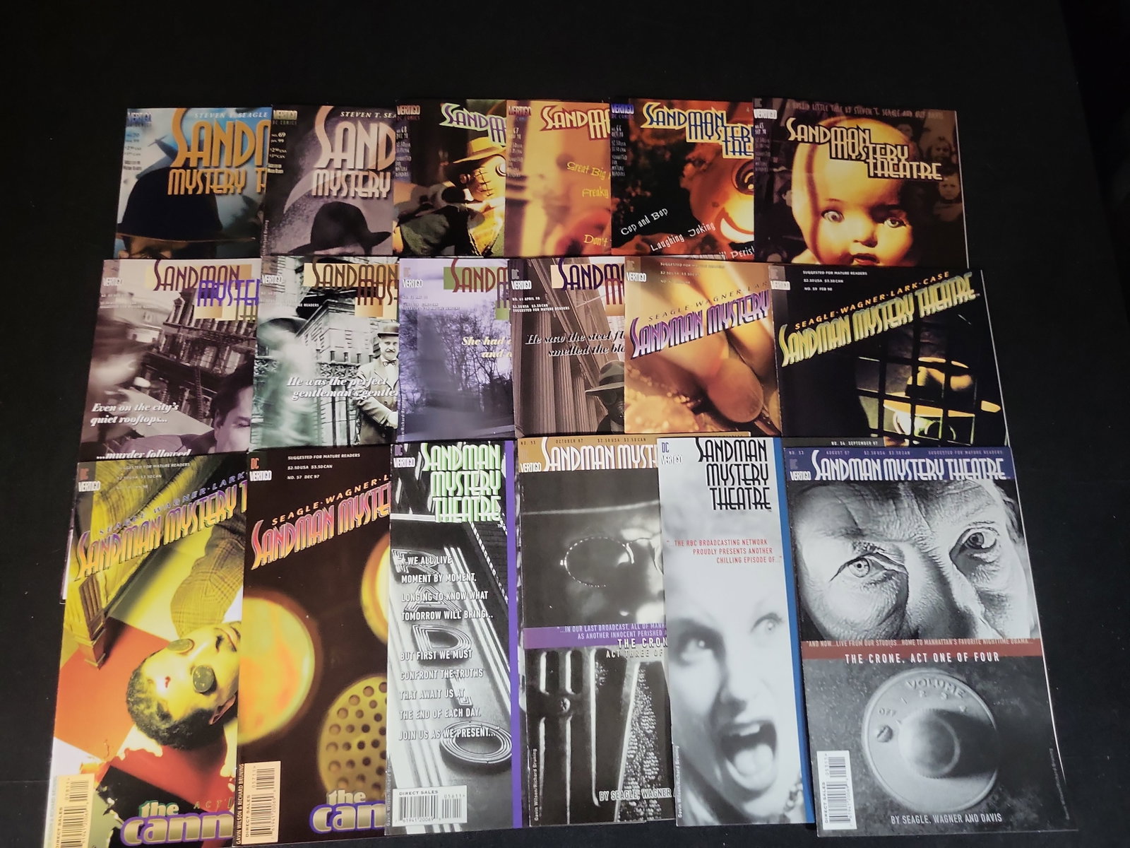 I02331 | Sandman Mystery Theatre DC Vertigo Comic Book Lot of 18 Issues 53-70: BID PER WHAT YOU SEE IN THE PHOTO, NOT THE AI GENERATED TITLES AND DESCRIPTIONS! Sandman Mystery Theatre DC Vertigo Comic Book Lot of 18 Issues 53-70 This lot features a consecutive 18-issue run of Sa