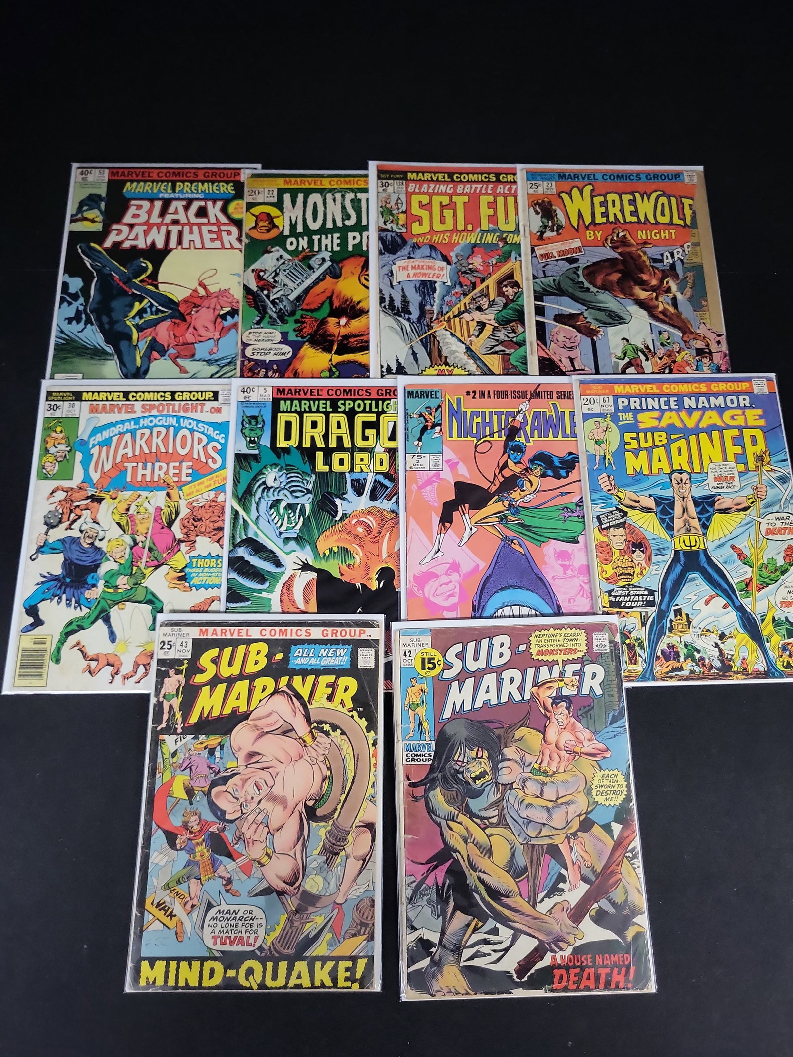 I02147 | A Lot of Ten Marvel Comics Featuring Sub-Mariner, Werewolf by Night, and Marvel Spotlight (1 of 5)