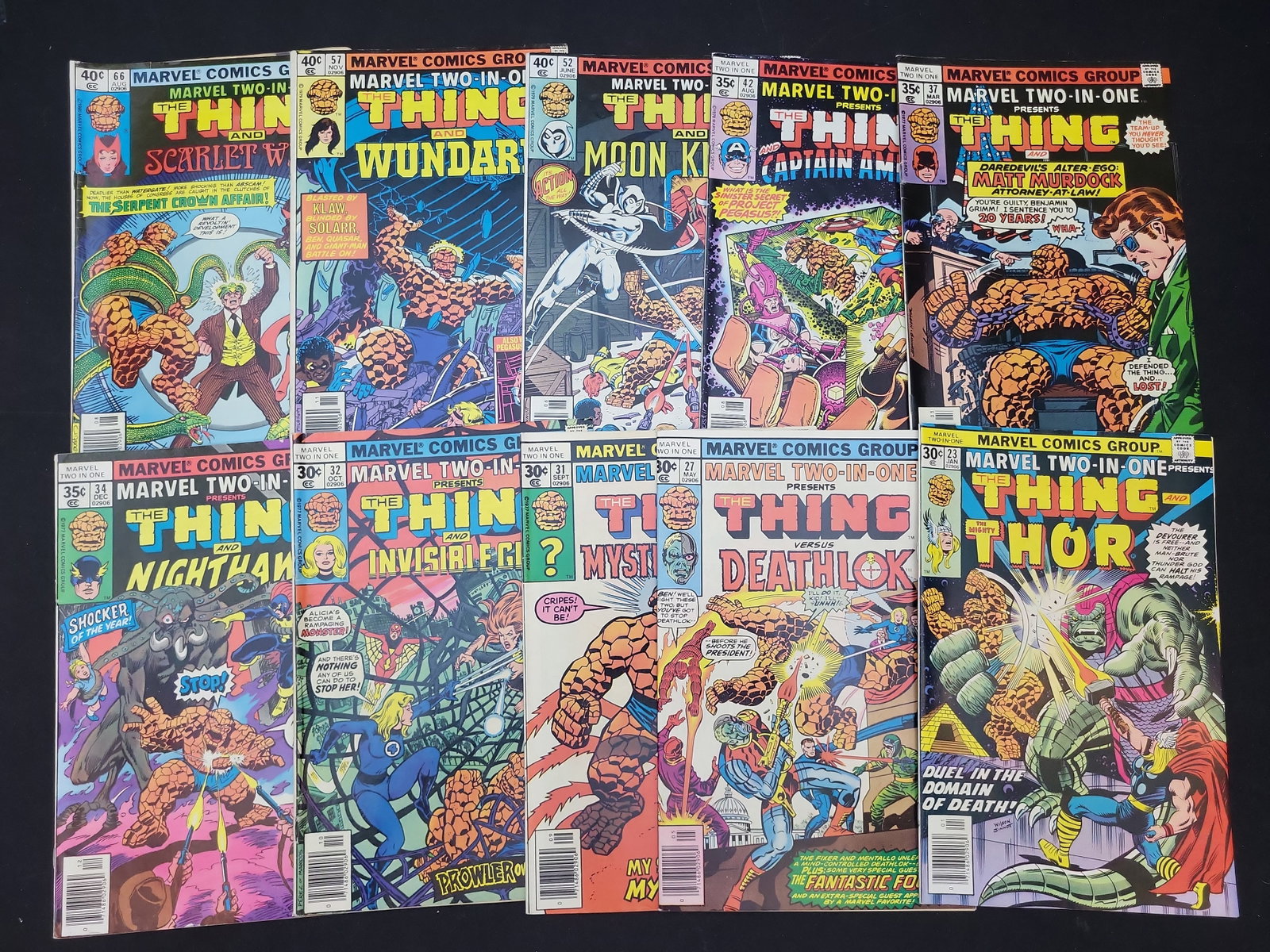 I02072 | 10 Marvel Two-In-One Comic Books Featuring The Thing and Various Guest Stars, 1977-1980 (1 of 11)