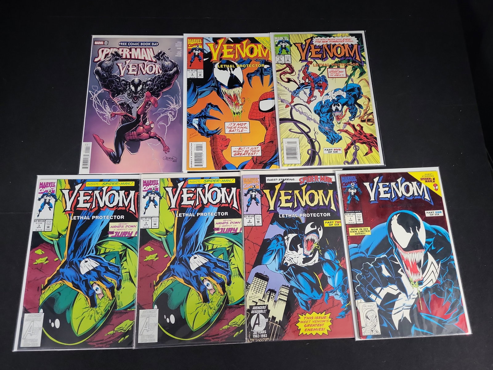I02122 | Collection of Seven Venom Marvel Comic Books Including Lethal Protector Issues 1-3, 5-6 and (1 of 4)