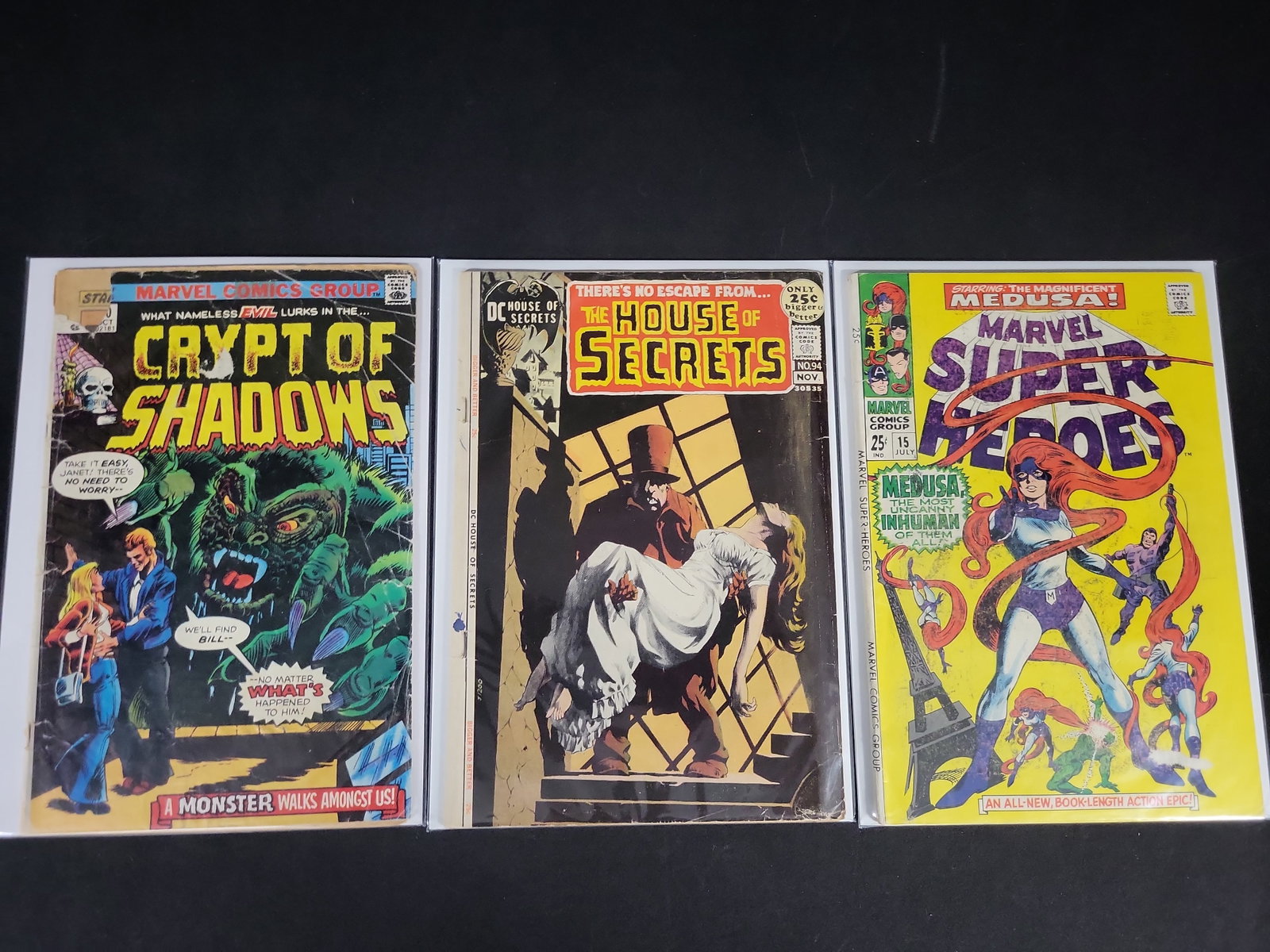 I02139 | A Trio of Vintage Marvel and DC Comics Featuring Marvel Super-Heroes #15, House of Secrets (1 of 4)