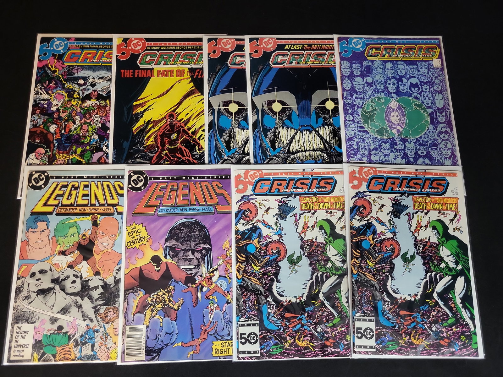 I02230 | Nine Vintage DC Comic Books including Crisis on Infinite Earths and Legends Key Issues (1 of 5)