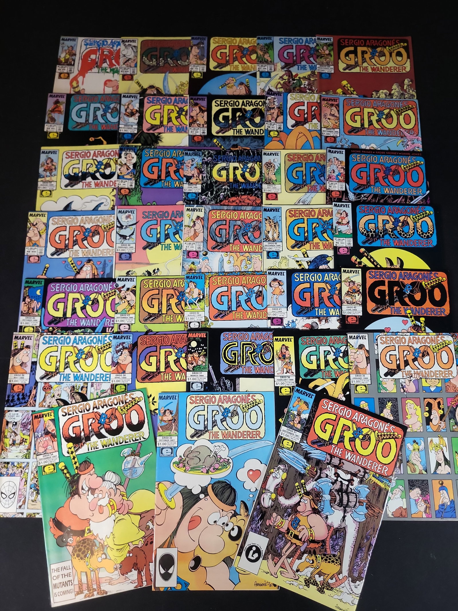 I02263 | A Collection of 32 Sergio Aragones Groo the Wanderer Comic Books, Marvel Epic Comics, (1 of 5)