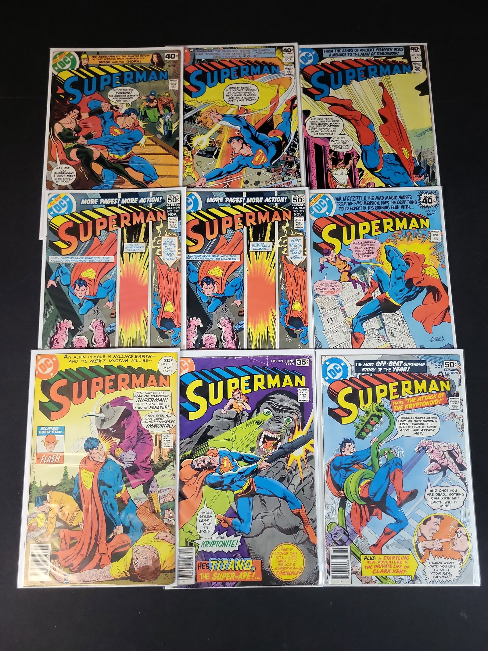 I02173 | A Collection of Nine Vintage Superman Comic Books by DC Comics, 1977-1980 (1 of 4)