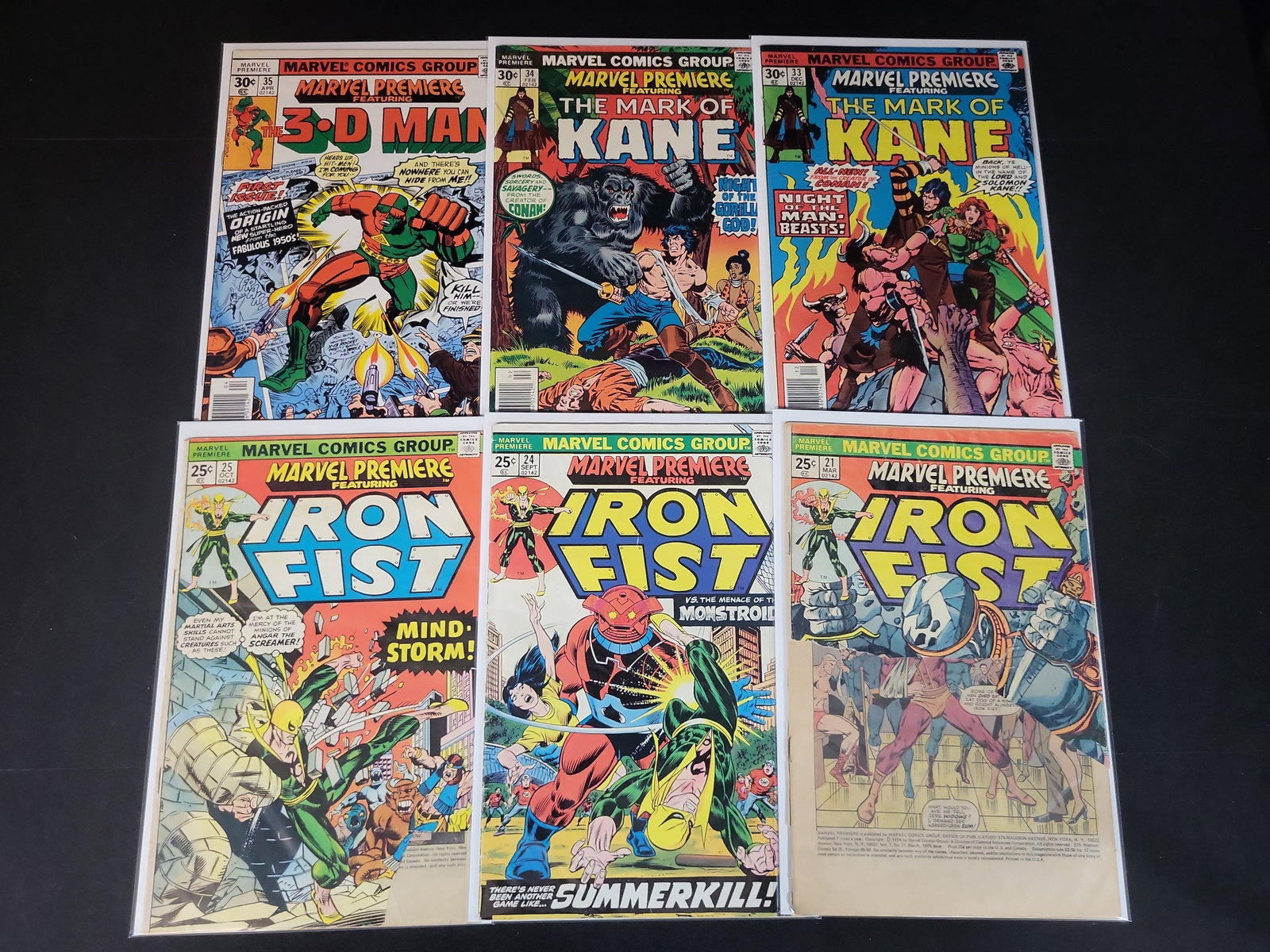 I02223 | Six Marvel Premiere Bronze Age Comic Books Featuring Iron Fist, Solomon Kane, and First 3-D (1 of 5)