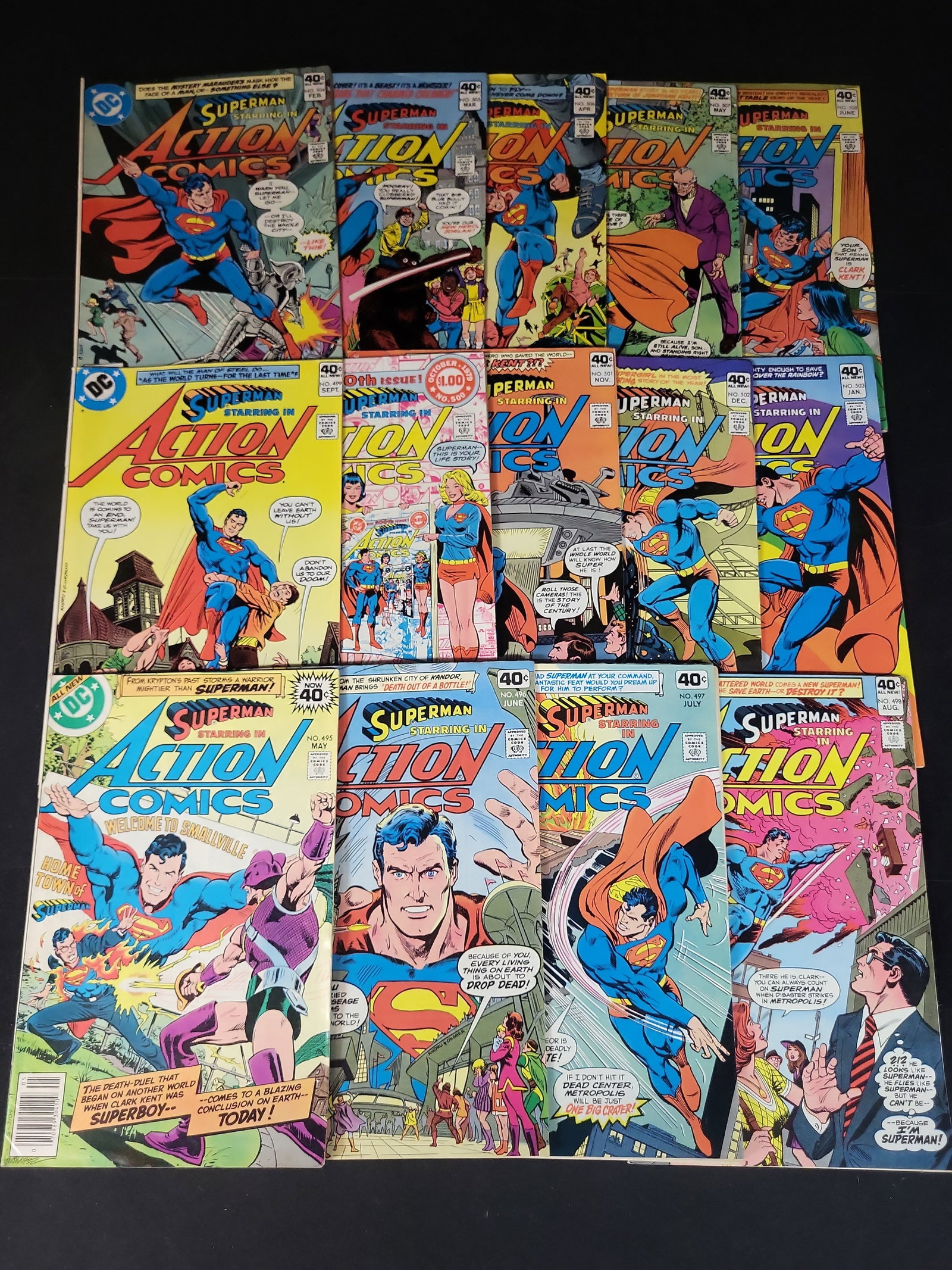 I02242 | 14 Issue Run of DC Action Comics Starring Superman, Numbers 495 to 508 (1 of 4)