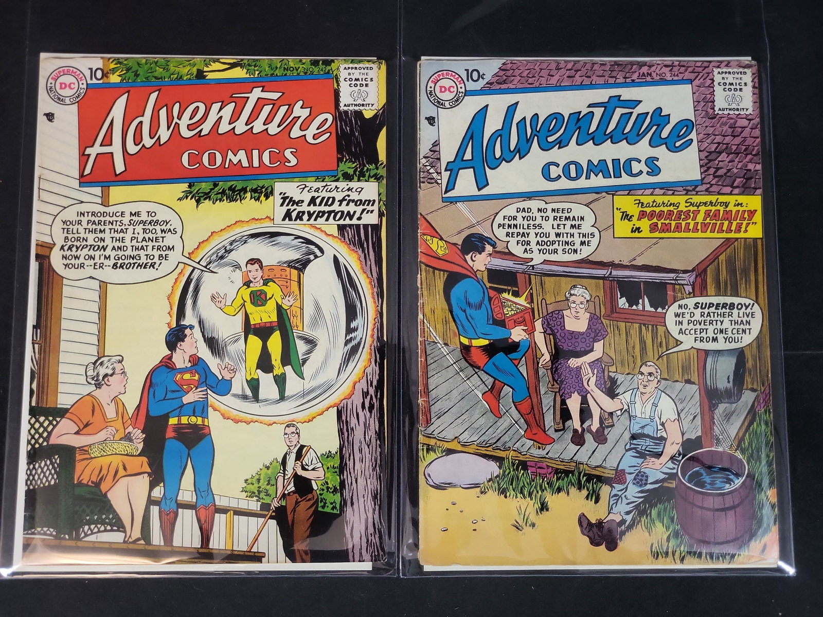 I02252 | Two Adventure Comics Silver Age Superboy Issues #242 and #244 DC 1957-1958 (1 of 3)