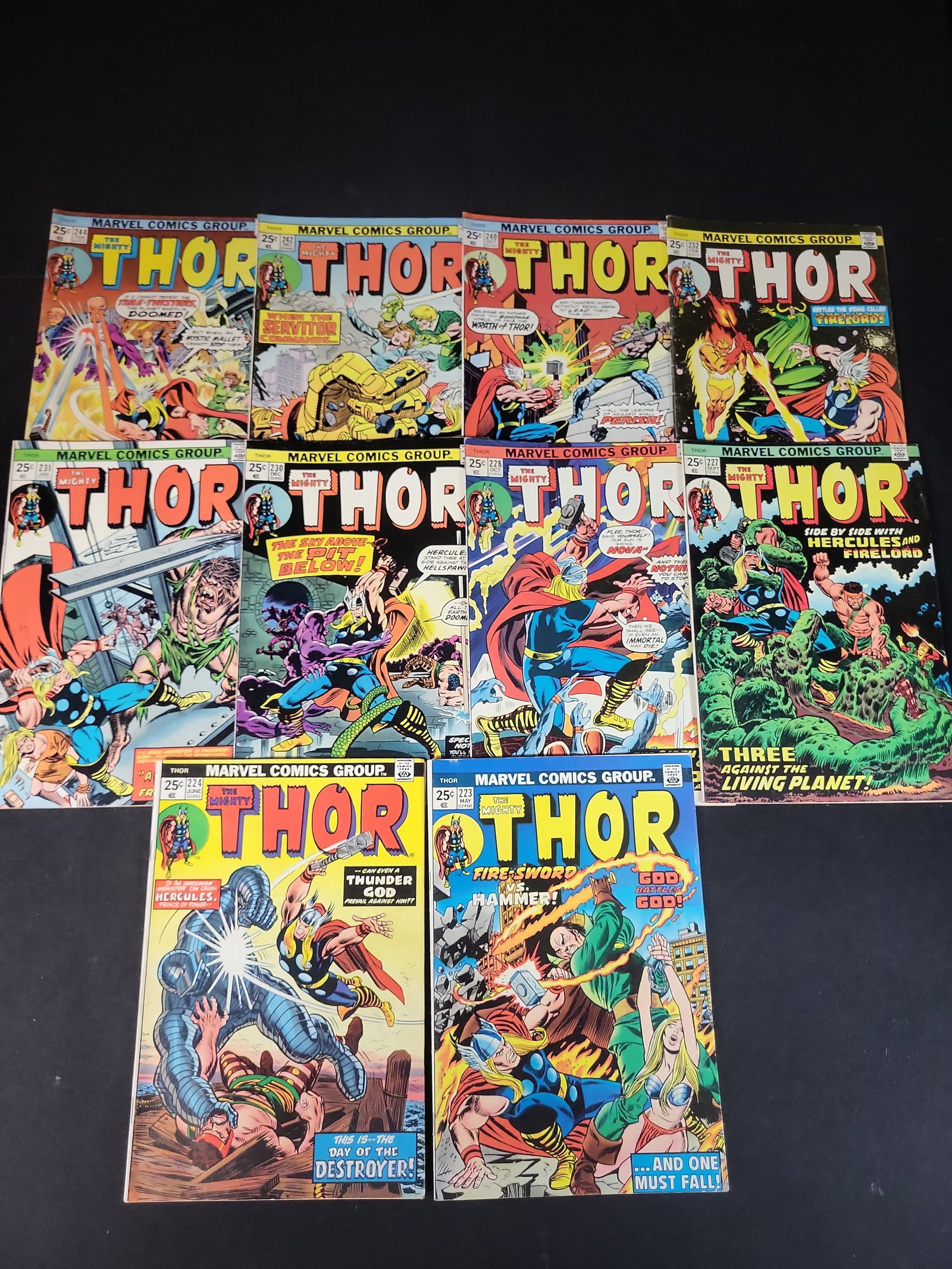 I02470 | A Collection of 10 Marvel Comics The Mighty Thor Bronze Age Issues Including #224 and #240 (1 of 4)