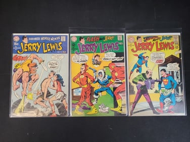 I02622 | Trio of The Adventures of Jerry Lewis Comics Featuring Superman, The Flash, and Wonder