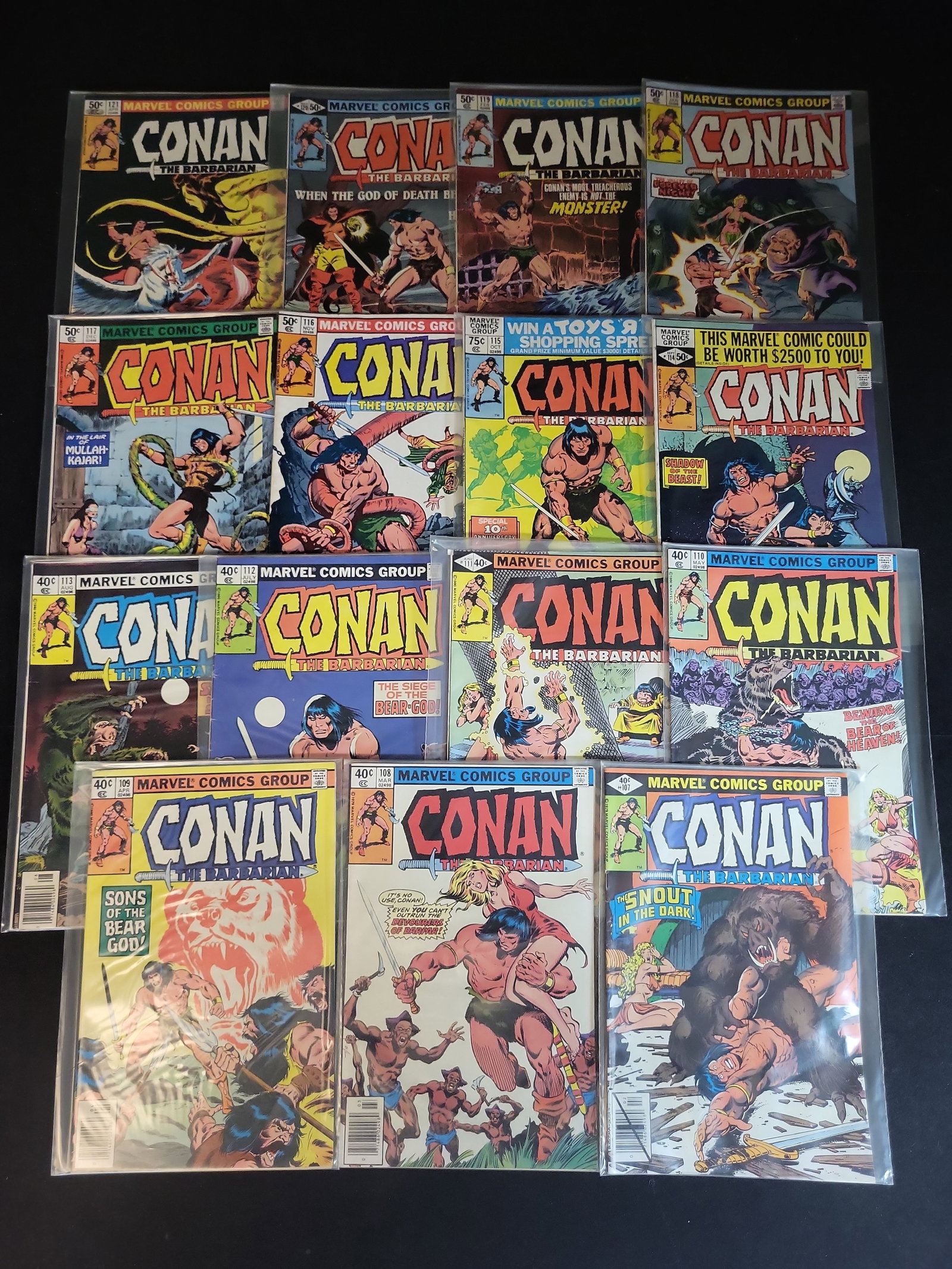 I02639 | A Collection of 15 Consecutive Conan the Barbarian Marvel Comics Issues, Numbers 107-121 (1 of 7)