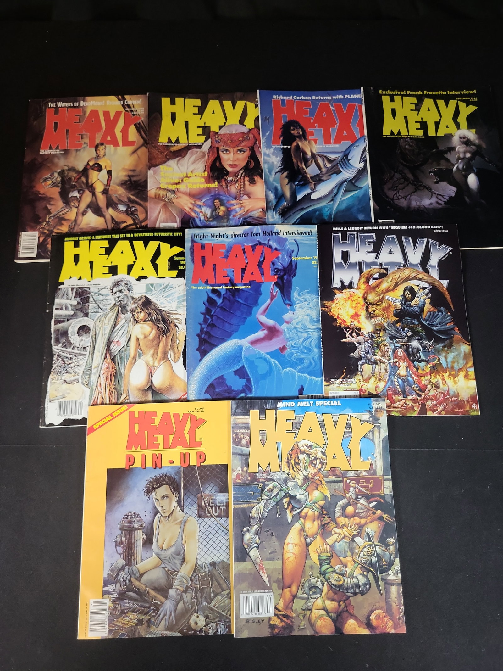 I02973 | A Collection of Nine Heavy Metal Magazines Including Frank Frazetta and Richard Corben (1 of 6)