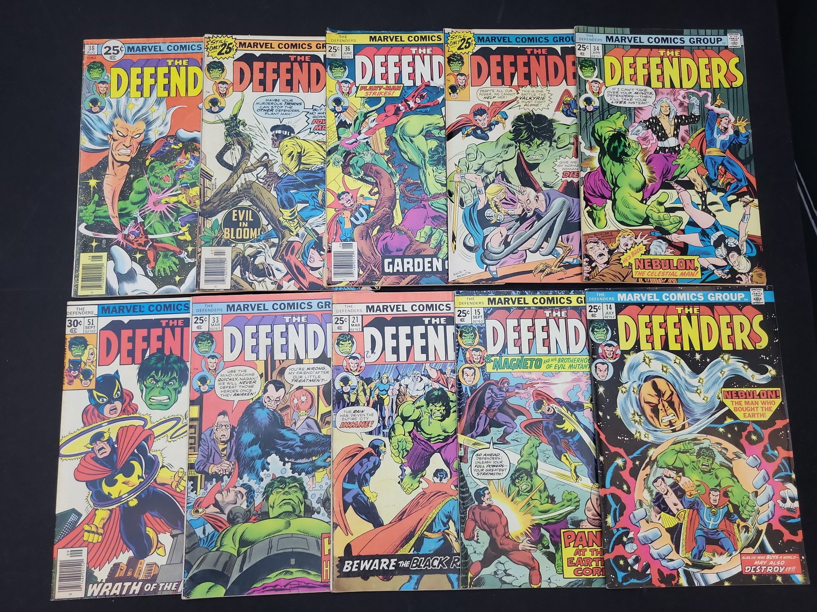 I02079 | A Collection of Ten Original Marvel Comics The Defenders Bronze Age Comic Books 1974-1977 (1 of 6)
