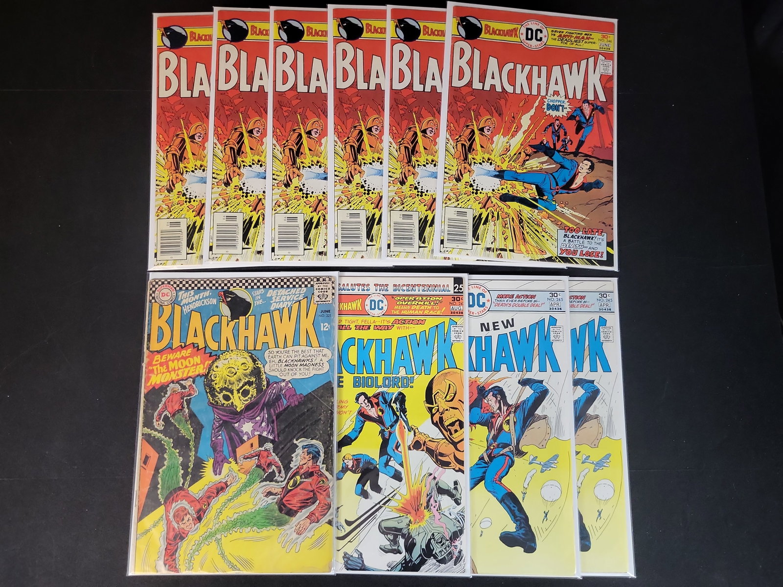 I02163 | A Lot of Ten Vintage DC Blackhawk Comic Books Including Silver and Bronze Age Issues (1 of 3)