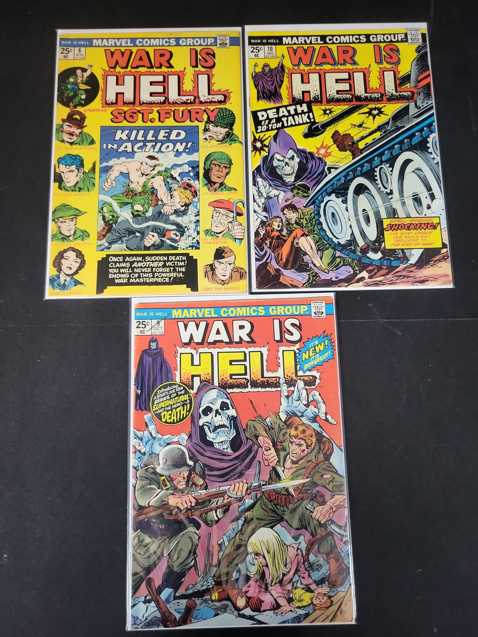 I02215 | Three Marvel Comics War Is Hell Issues 8, 9, and 10 Featuring 1st Appearance of Death (1 of 3)