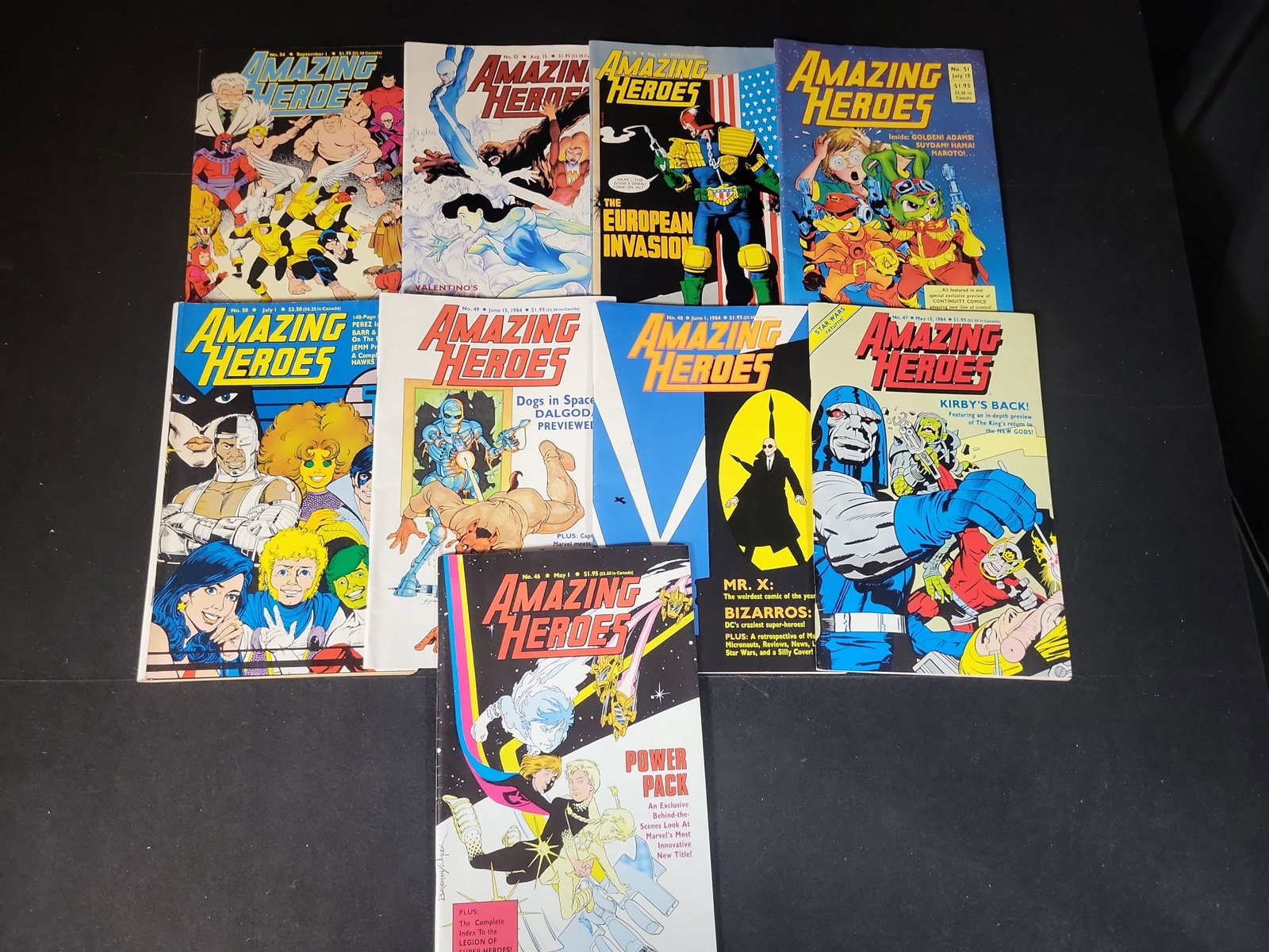 I02312 | Collection of Nine Amazing Heroes Comic News Magazines, Nos. 46-54 (1984) (1 of 6)