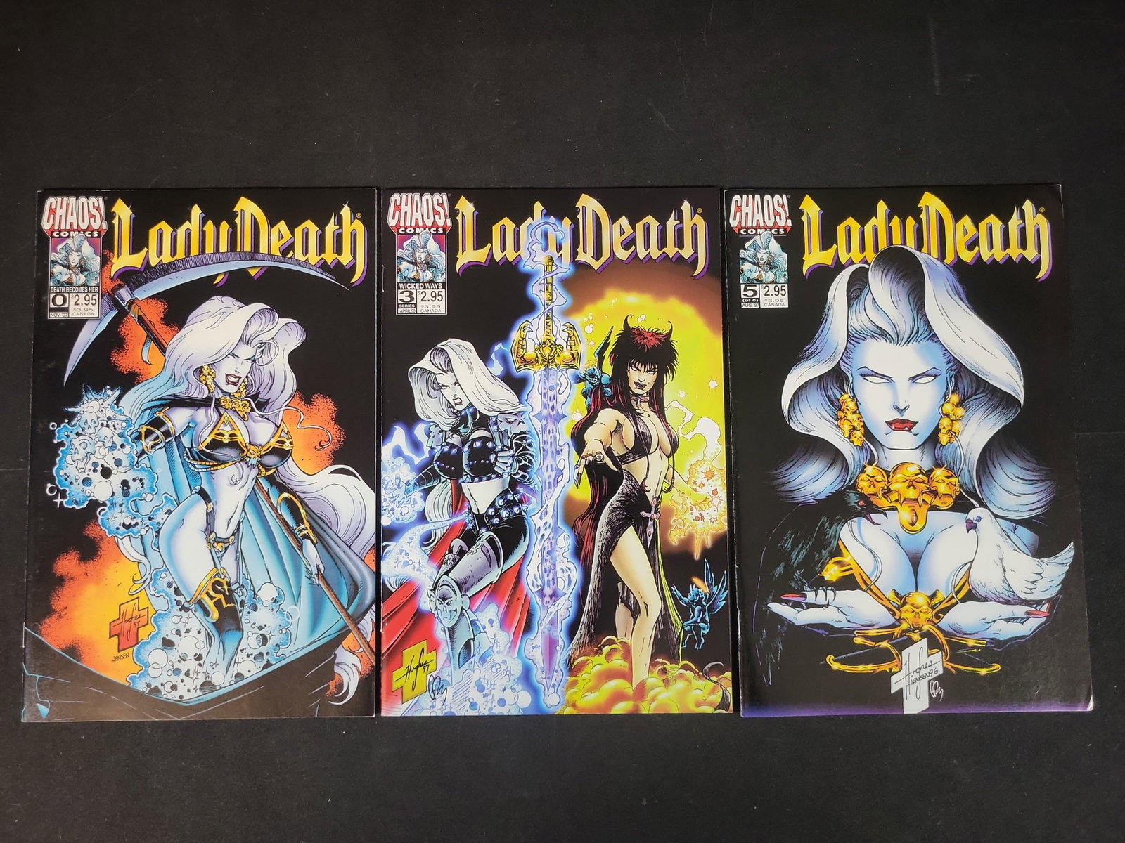 I02475 | Three Lady Death Comics from Chaos Comics featuring Adam Hughes Cover Art (1 of 3)