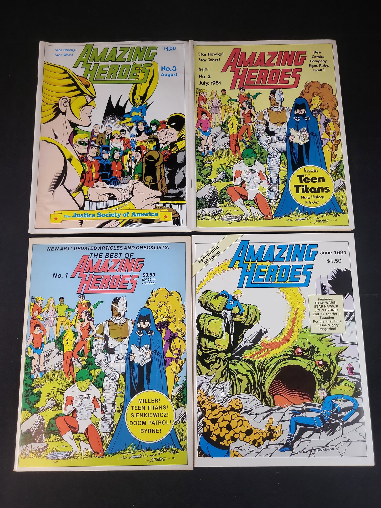 I02541 | A Set of Four Amazing Heroes Comic Industry News Magazines, Fantagraphics Books, 1981: BID PER WHAT YOU SEE IN THE PHOTO, NOT THE AI GENERATED TITLES AND DESCRIPTIONS! A Set of Four Amazing Heroes Comic Industry News Magazines, Fantagraphics Books, 1981 A collection of four vintage issu