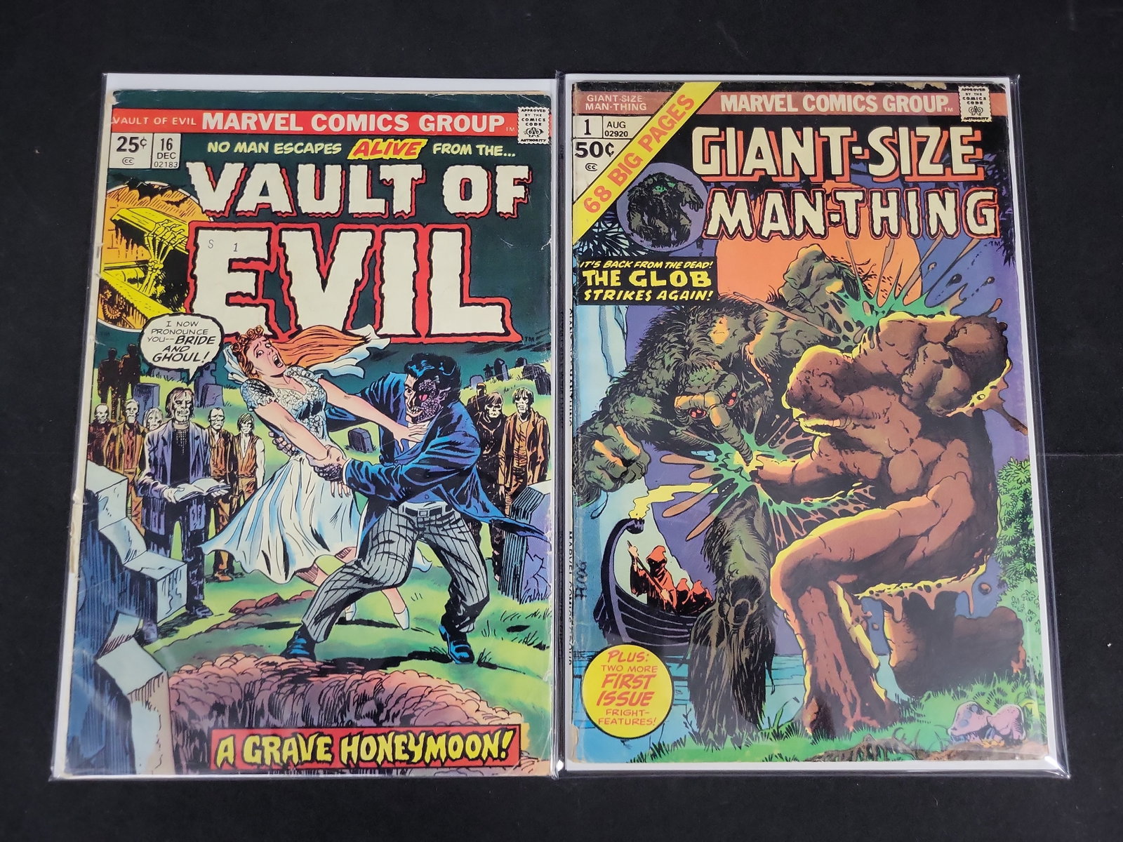 I02134 | Two Marvel Comics Horror Titles: Vault of Evil #16 and Giant-Size Man-Thing #1, 1974 (1 of 3)