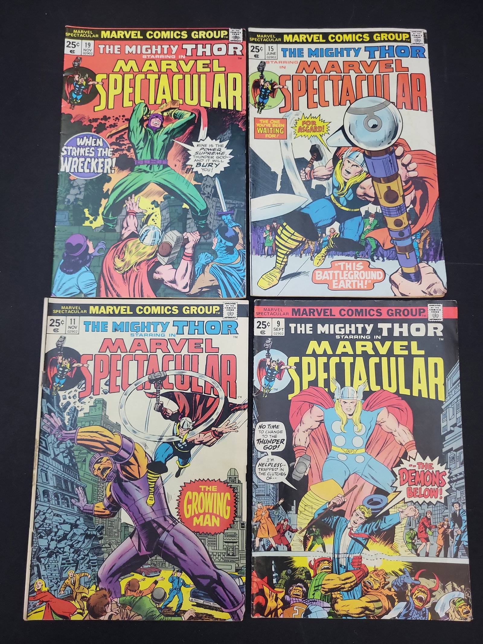 I02078 | Lot of Four Marvel Spectacular Starring The Mighty Thor Bronze Age Comic Books (1 of 5)