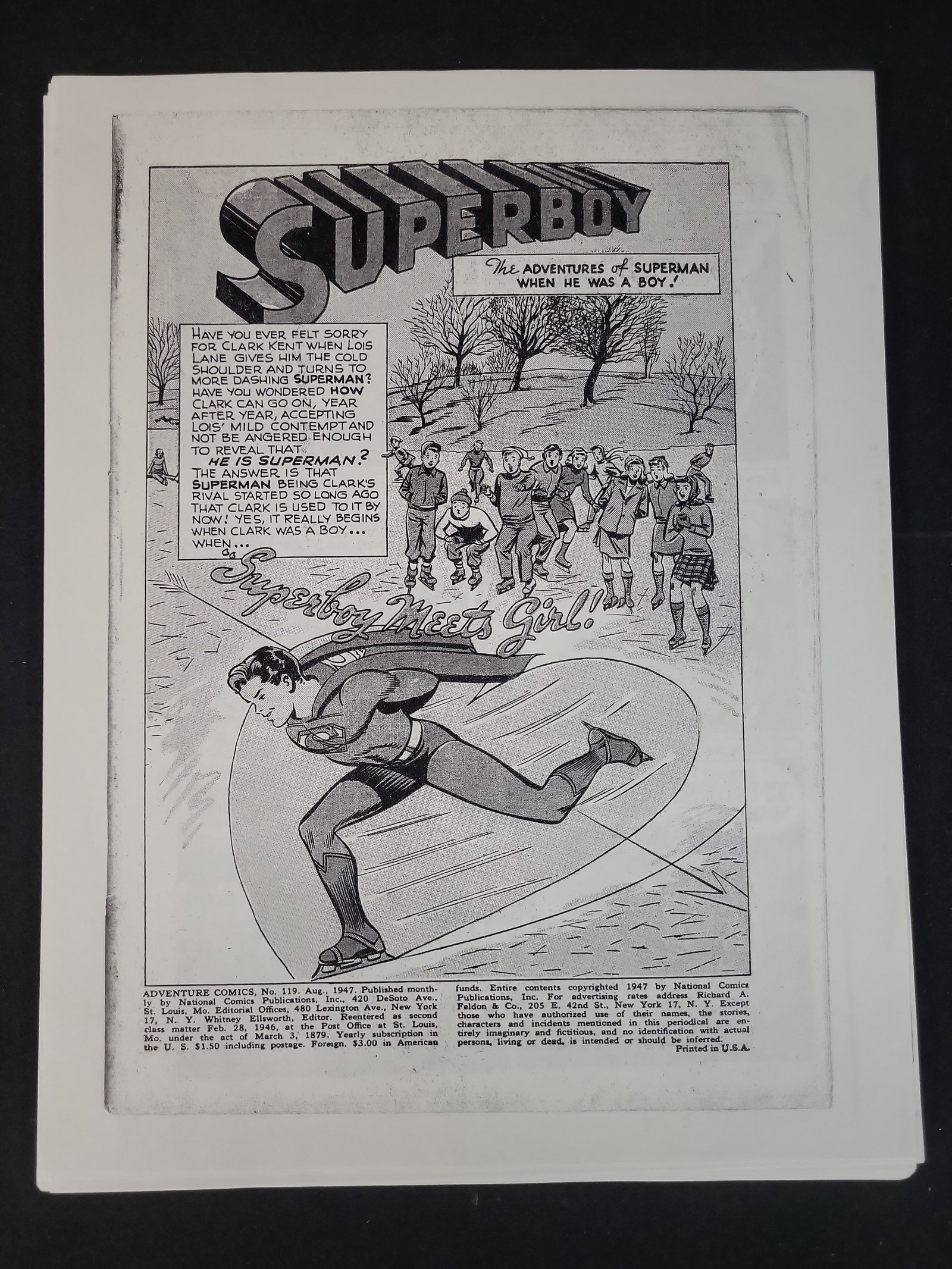 I02301 | A Set of Adventure Comics No. 119 Production Style Proof Prints featuring Superboy (1 of 4)