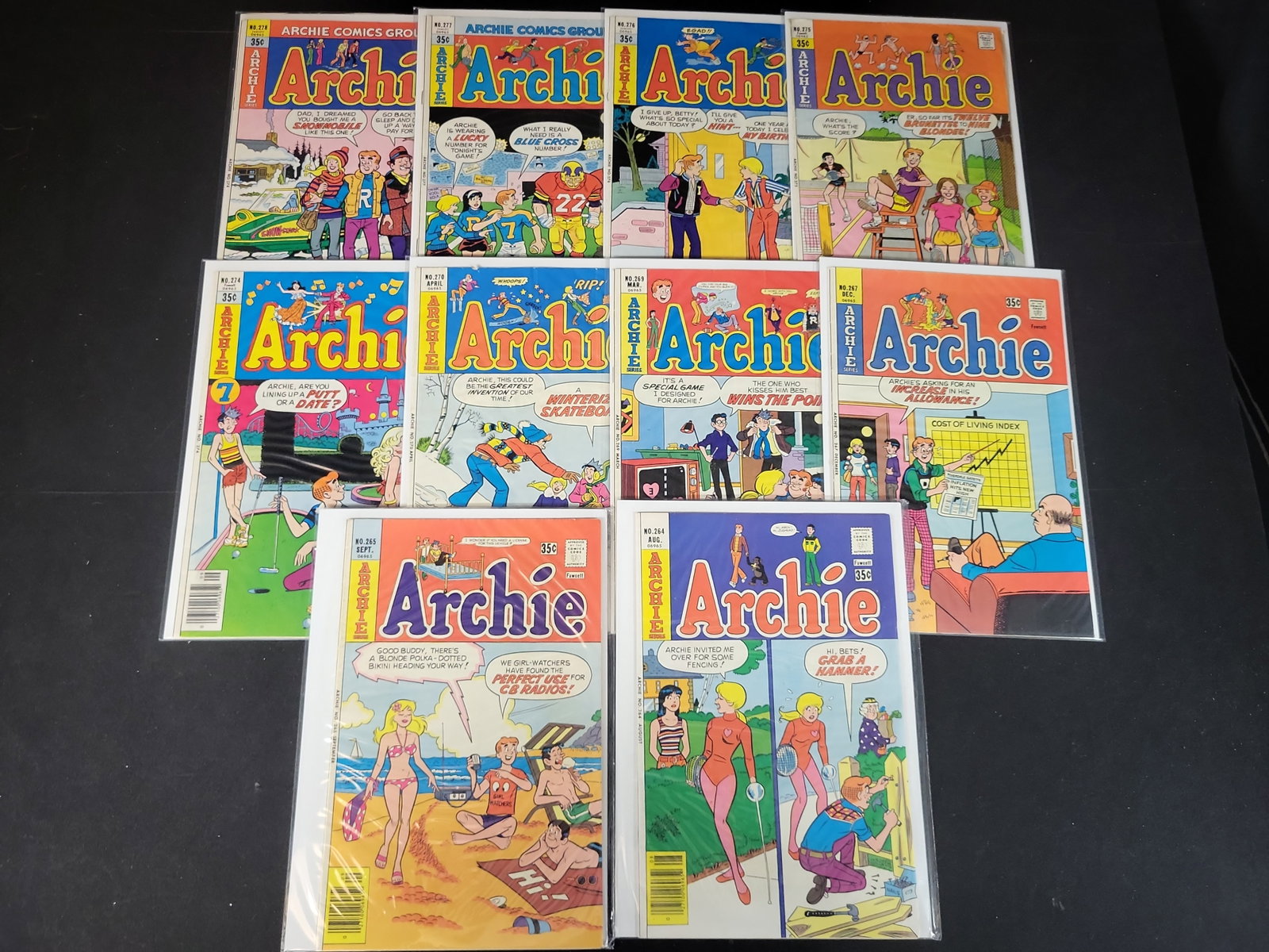 I02352 | A Collection of 10 Vintage Archie Comic Books Issues 264 to 278 circa 1977-1979 (1 of 6)