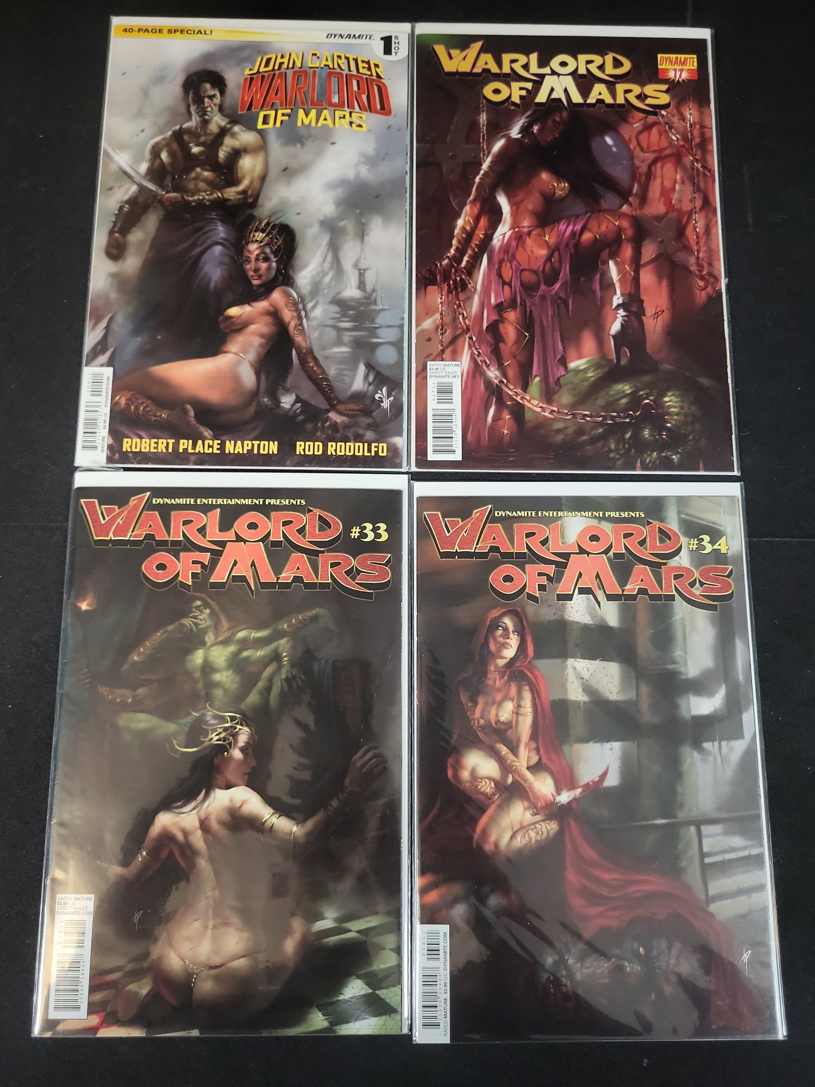 I02425 | Four Dynamite Entertainment John Carter Warlord of Mars Comic Books with Lucio Parrillo: BID PER WHAT YOU SEE IN THE PHOTO, NOT THE AI GENERATED TITLES AND DESCRIPTIONS! Four Dynamite Entertainment John Carter Warlord of Mars Comic Books with Lucio Parrillo Painted Variant Covers This lot