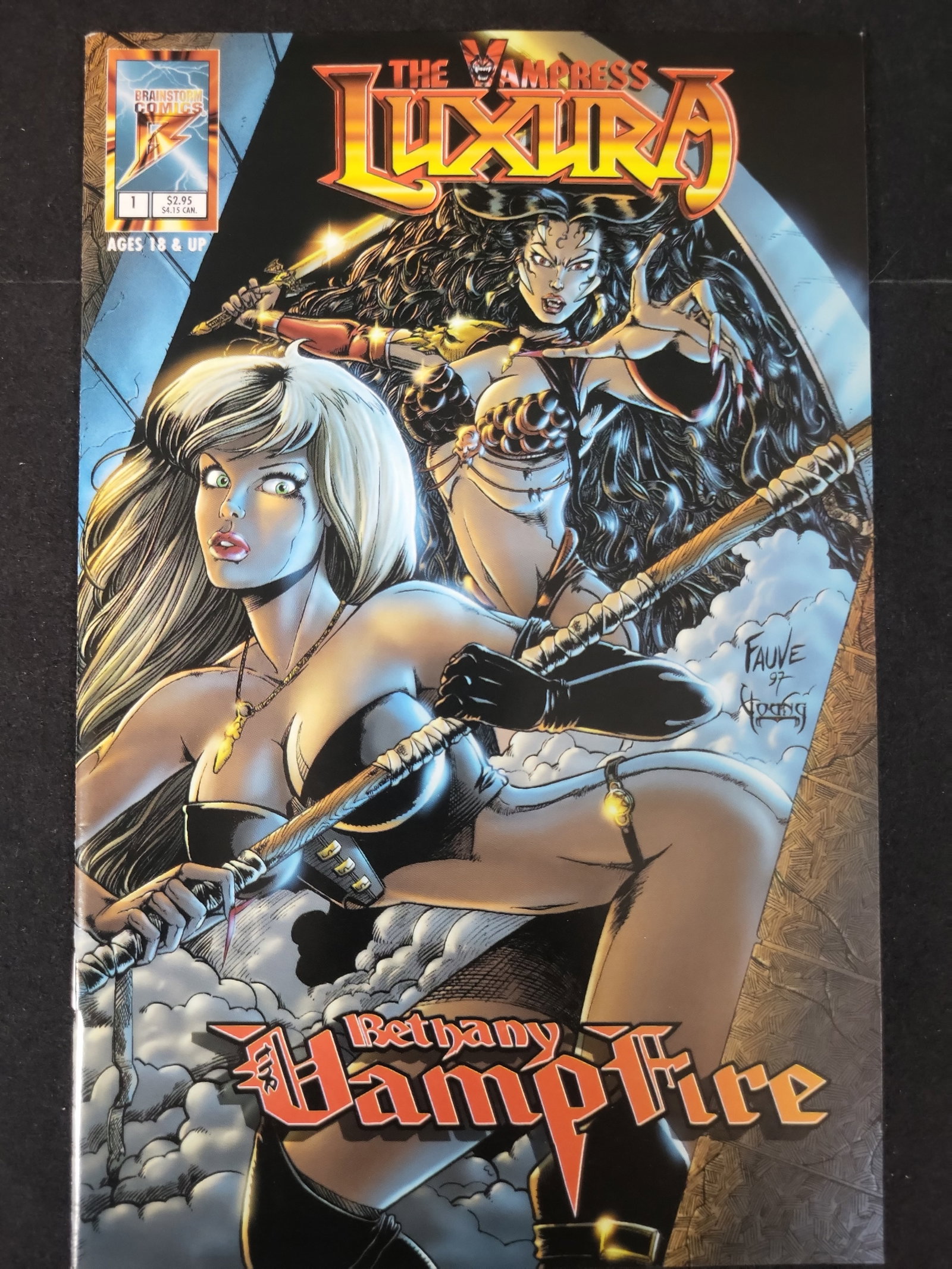 I02435 | Brainstorm Comics The Vampress Luxura and Bethany the Vampfire Issue Number 1 October 1997: BID PER WHAT YOU SEE IN THE PHOTO, NOT THE AI GENERATED TITLES AND DESCRIPTIONS! Brainstorm Comics The Vampress Luxura and Bethany the Vampfire Issue Number 1 October 1997 This comic book is published