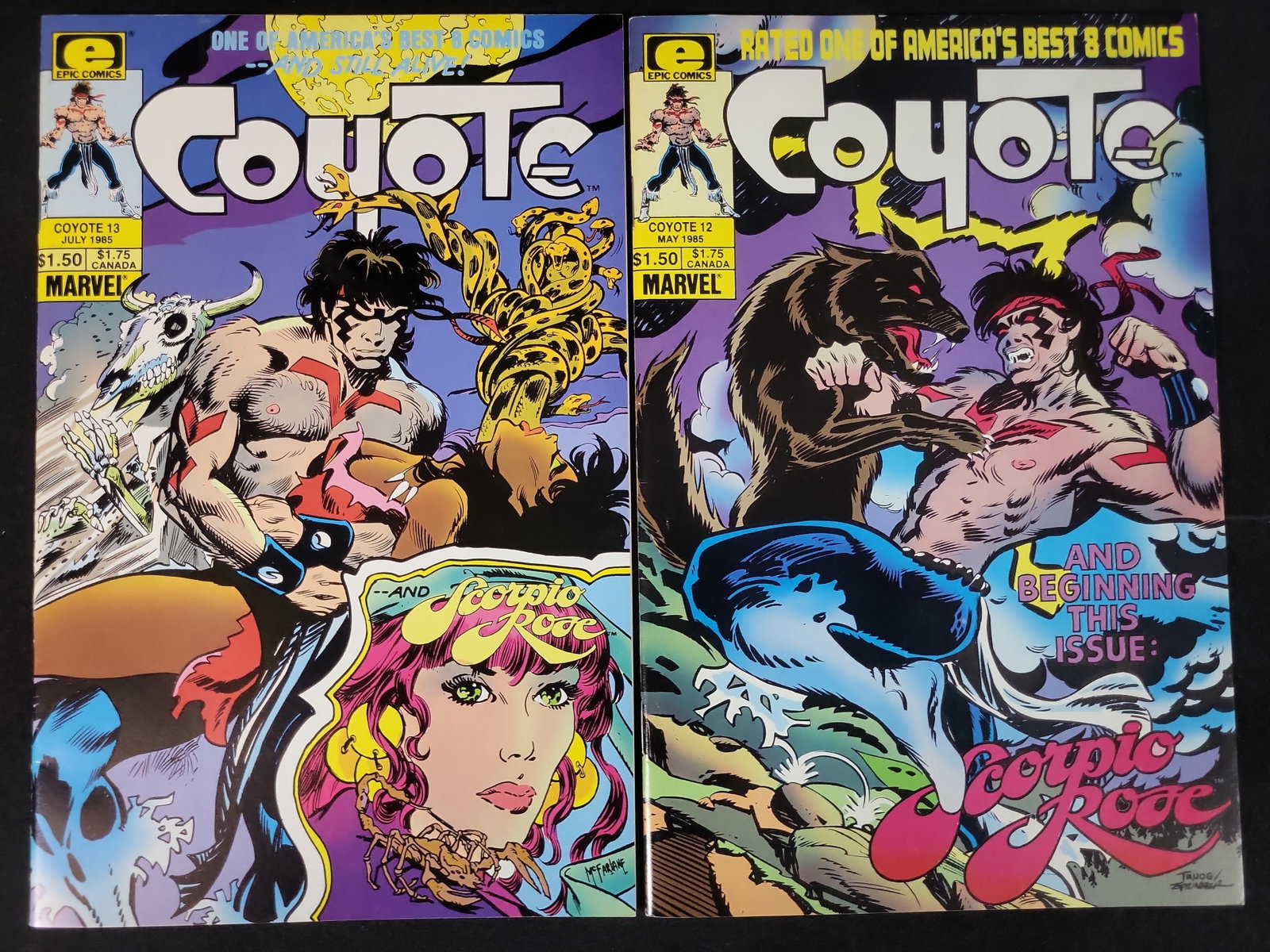 I02460 | Two Coyote Comic Books, Issue Numbers 12 and 13, Epic Comics Marvel, 1985 (1 of 3)