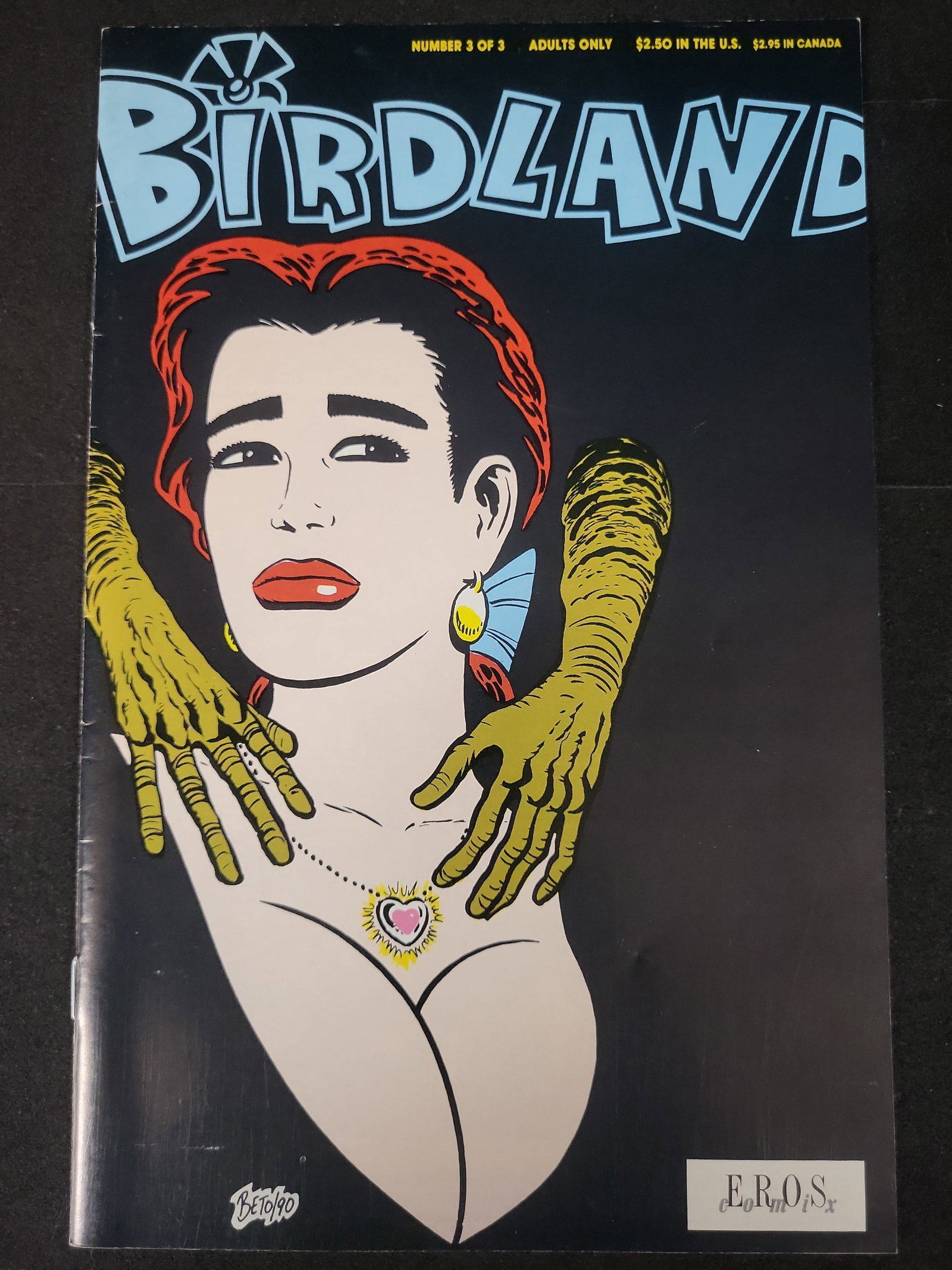 I02534 | Eros Comix Birdland Number 3 Gilbert Hernandez Final Issue 1990: BID PER WHAT YOU SEE IN THE PHOTO, NOT THE AI GENERATED TITLES AND DESCRIPTIONS! Eros Comix Birdland Number 3 Gilbert Hernandez Final Issue 1990 This is a single-issue comic book titled Birdland, issu