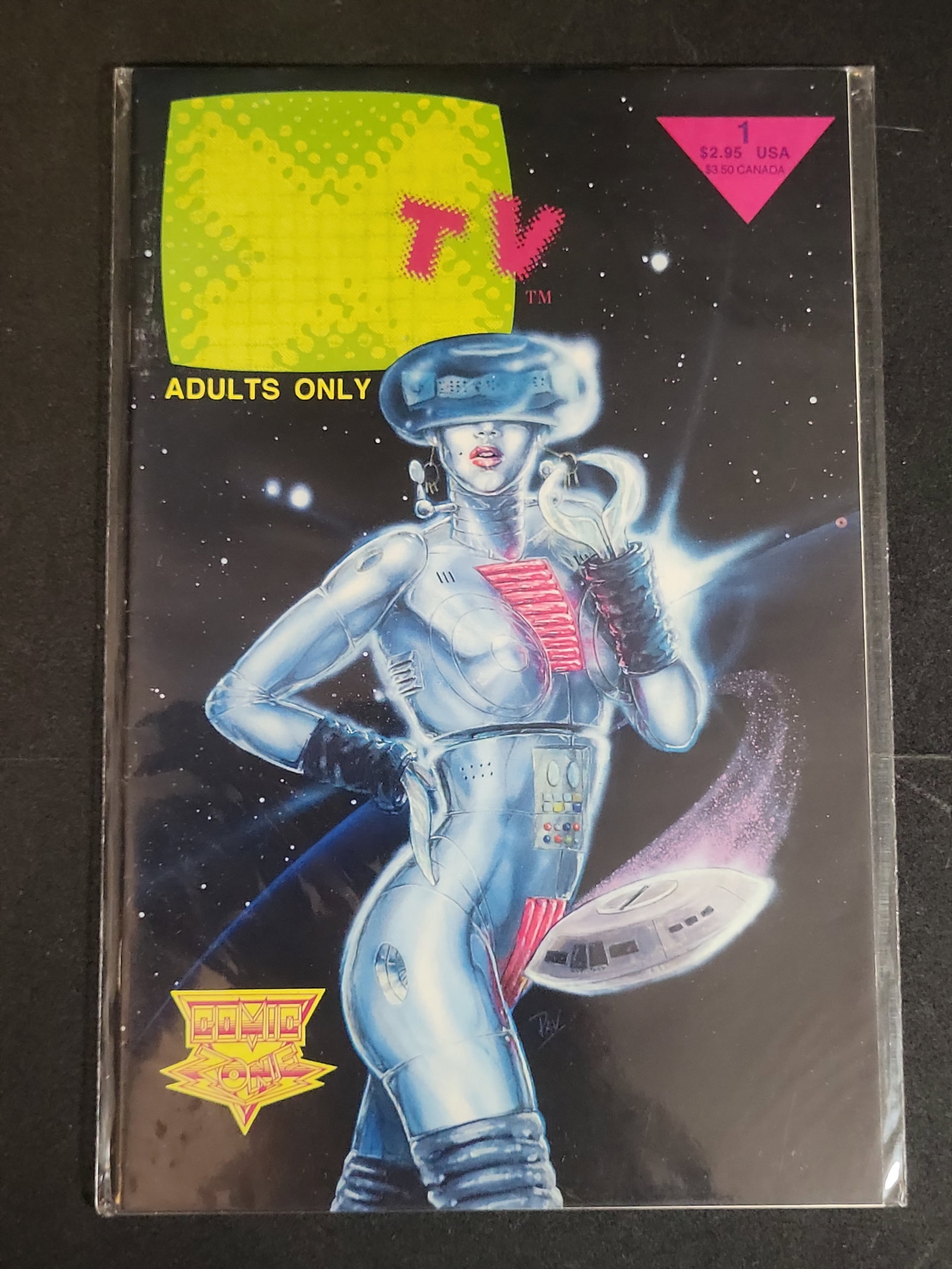 I02724 | TV #1 Adult Sci-Fi Comic Book, Comic Zone Productions, Bride of Pin-bot Cover Art, 1992 (1 of 3)