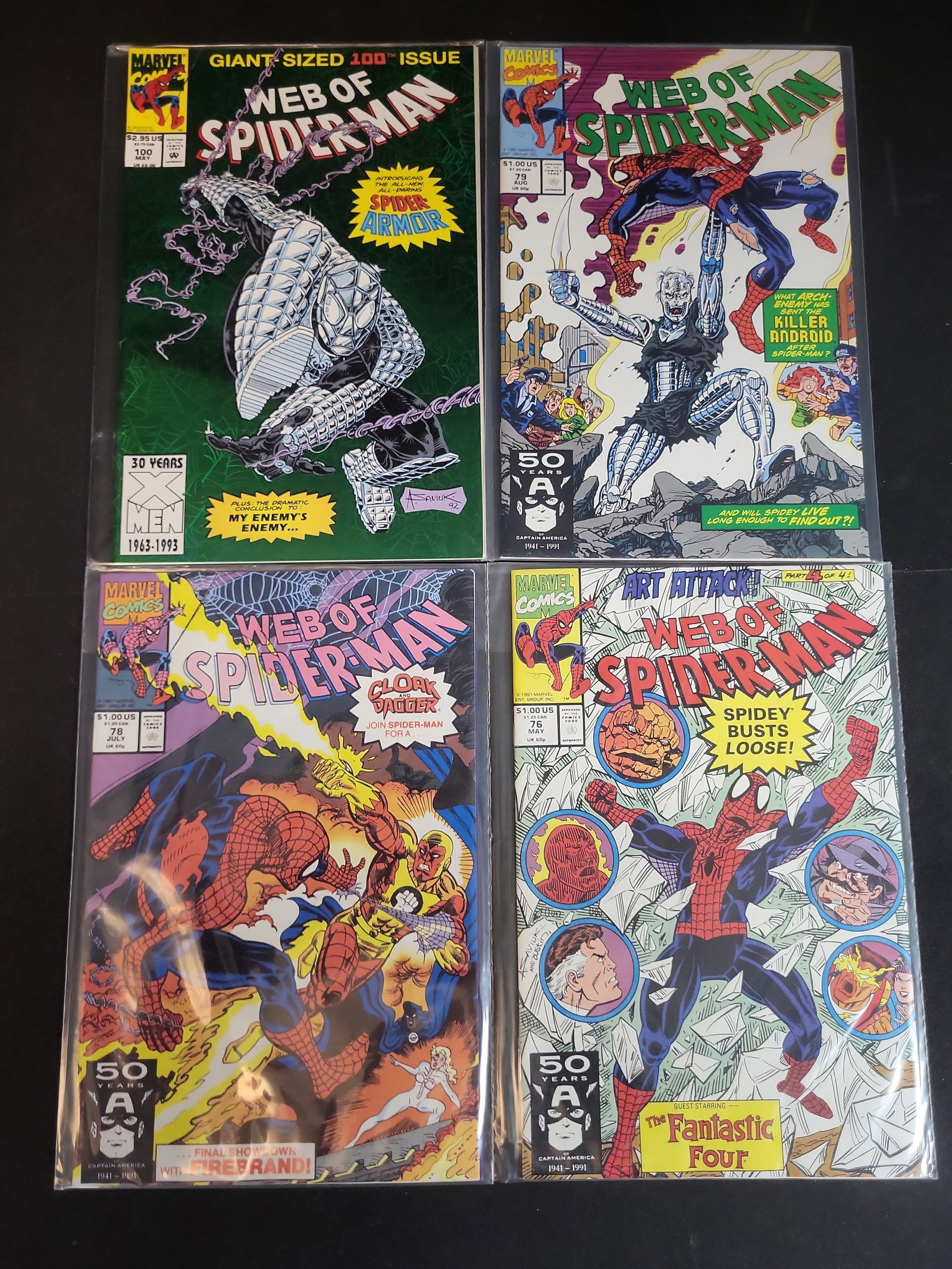 I02730 | Four Marvel Comics Web of Spider-Man Issues Numbered 76 78 79 and 100 (1 of 3)