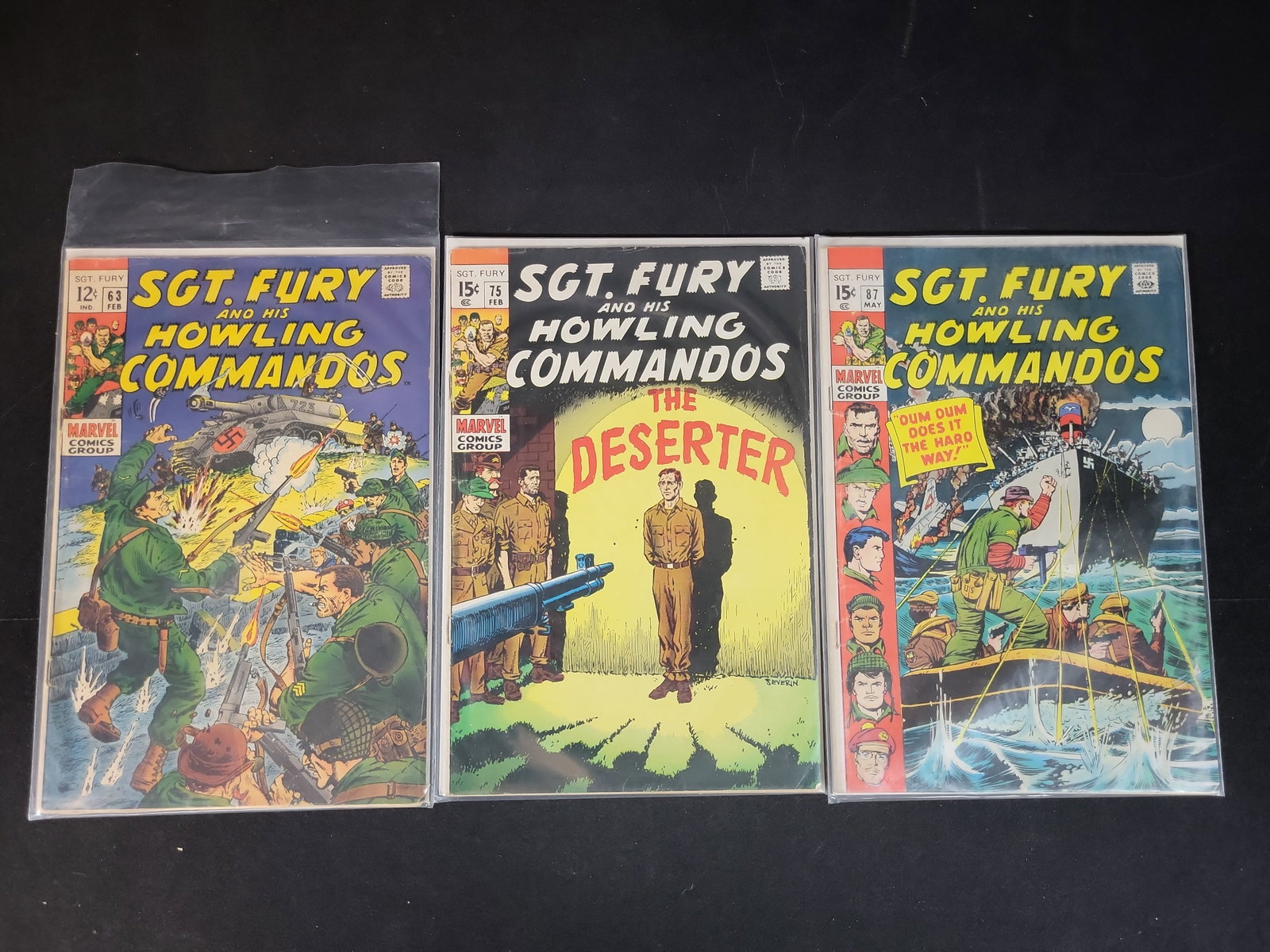 I02816 | A Trio of Marvel Sgt. Fury and his Howling Commandos Comic Books Issues 63, 75, and 87 (1 of 3)