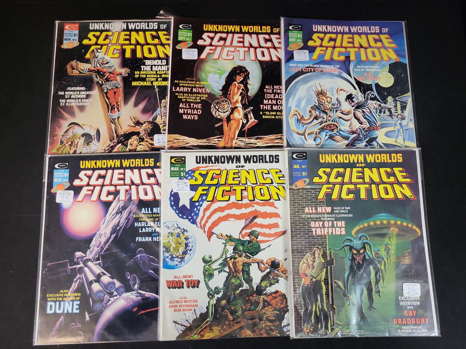 I02295 | Unknown Worlds of Science Fiction. Curtis Magazines, 1975. Full Run #1-6. (1 of 4)