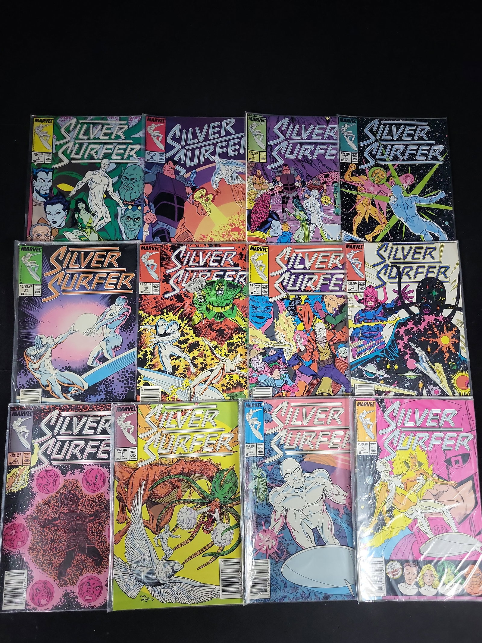 I02798 | Marvel Comics. Silver Surfer Vol. 3 Collection. Marvel Entertainment Group, 1987-1988.: BID PER WHAT YOU SEE IN THE PHOTO, NOT THE AI GENERATED TITLES AND DESCRIPTIONS! Marvel Comics. Silver Surfer Vol. 3 Collection. Marvel Entertainment Group, 1987-1988. A collection of Silver Surfer co