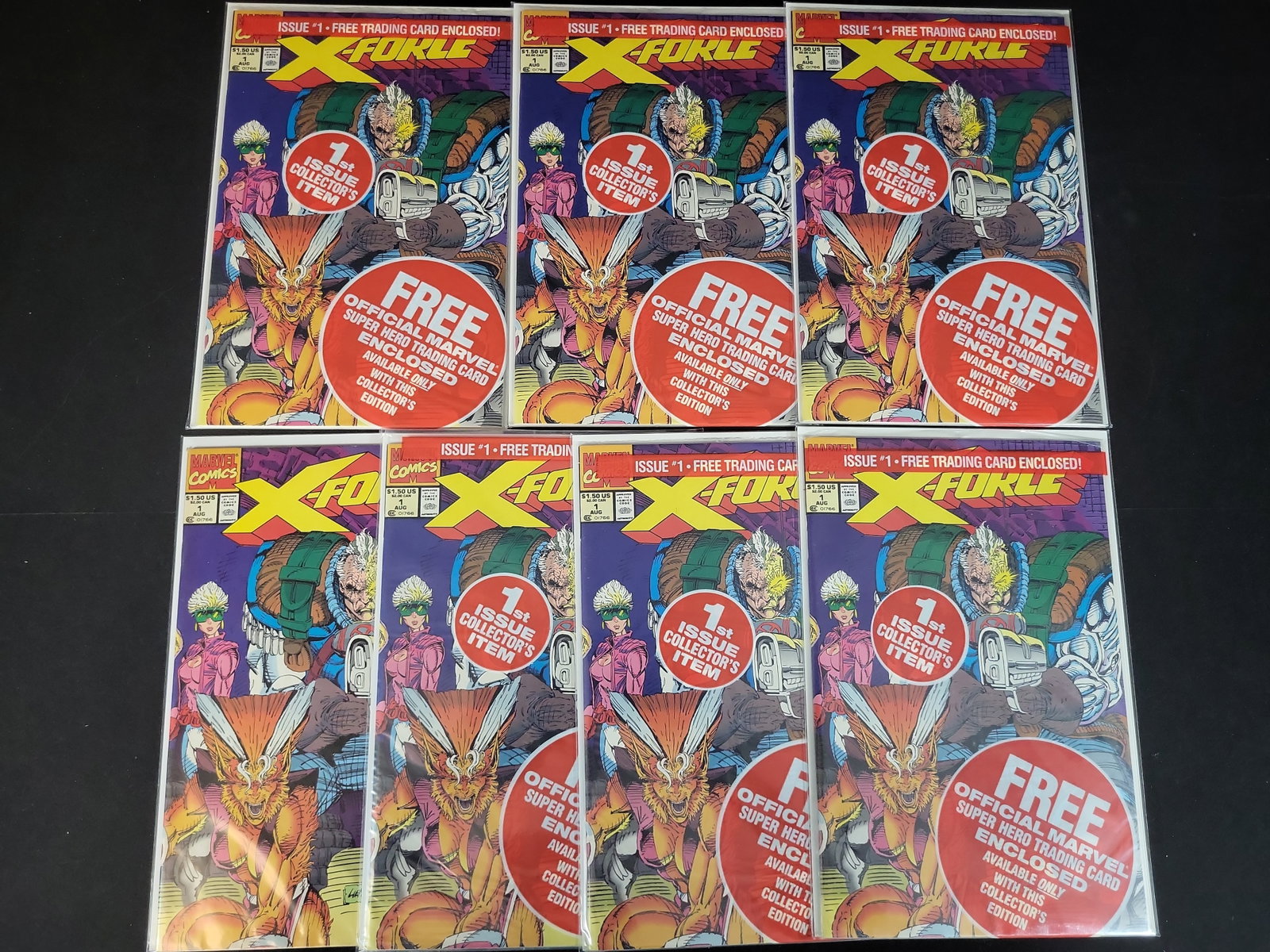 I02452 | A Collection of X-Force #1. Nicieza, Fabian and Rob Liefeld. Marvel Comics, 1991. First: BID PER WHAT YOU SEE IN THE PHOTO, NOT THE AI GENERATED TITLES AND DESCRIPTIONS! A Collection of X-Force #1. Nicieza, Fabian and Rob Liefeld. Marvel Comics, 1991. First Edition, First Printings. A col