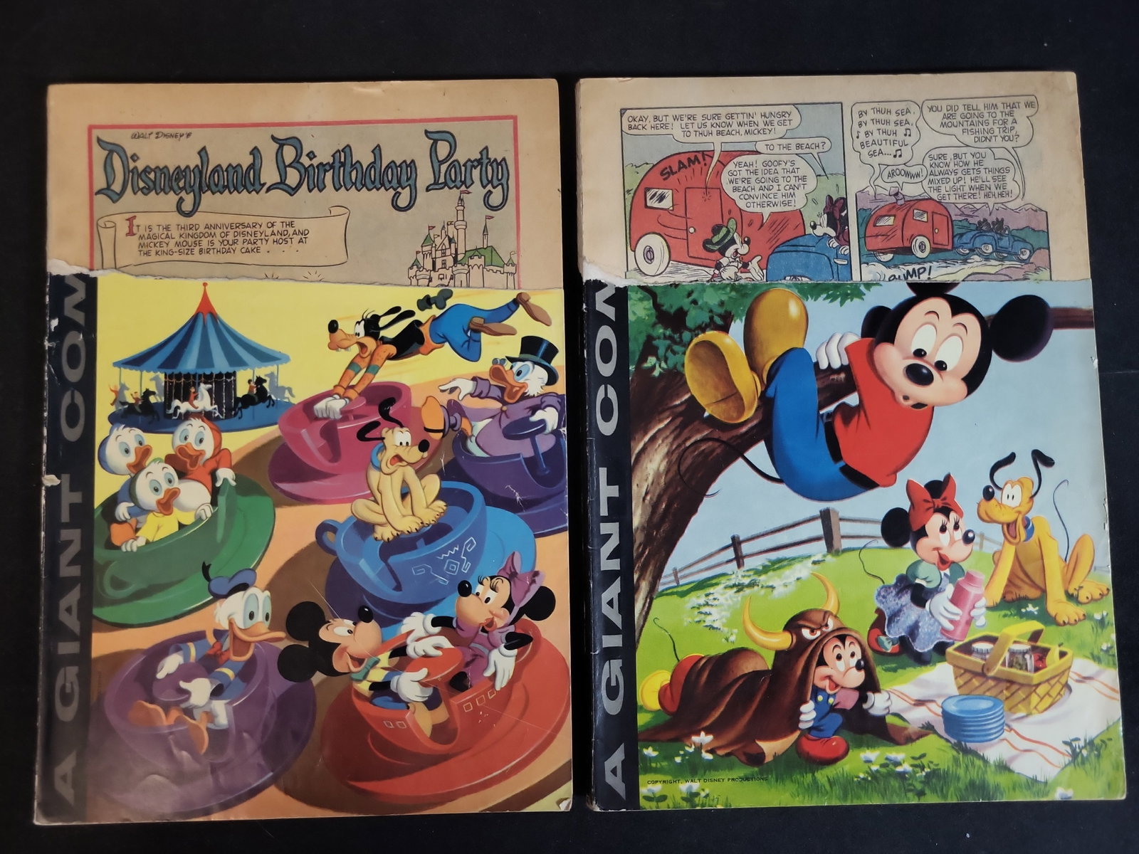 I02650 | A Pair of Dell Giant Disney Comic Books. Disneyland Birthday Party and Summer Fun. Dell, (1 of 4)
