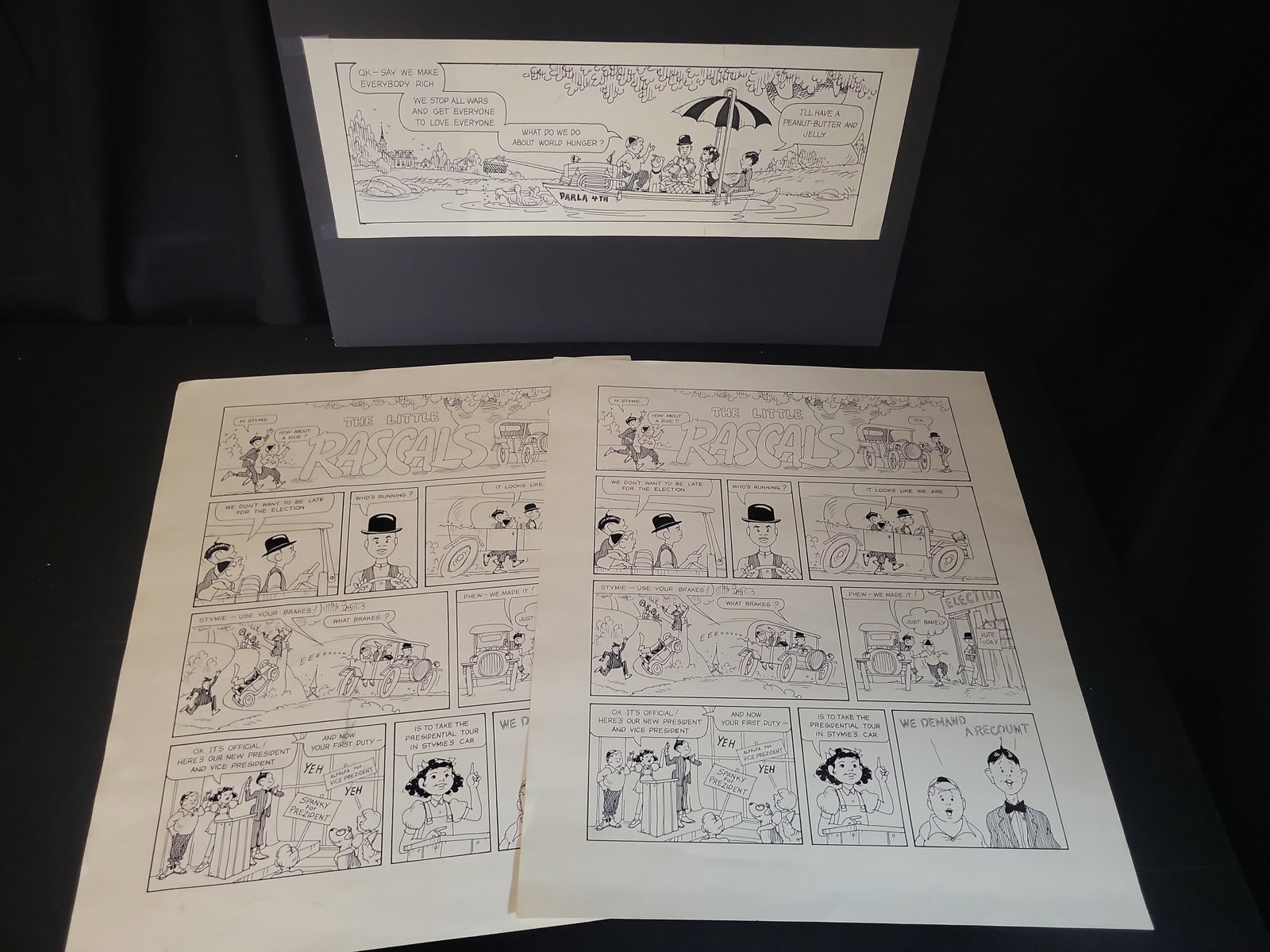 I02742 | A Trio of 'The Little Rascals' Comic Strip Production Art Sheets (1 of 6)