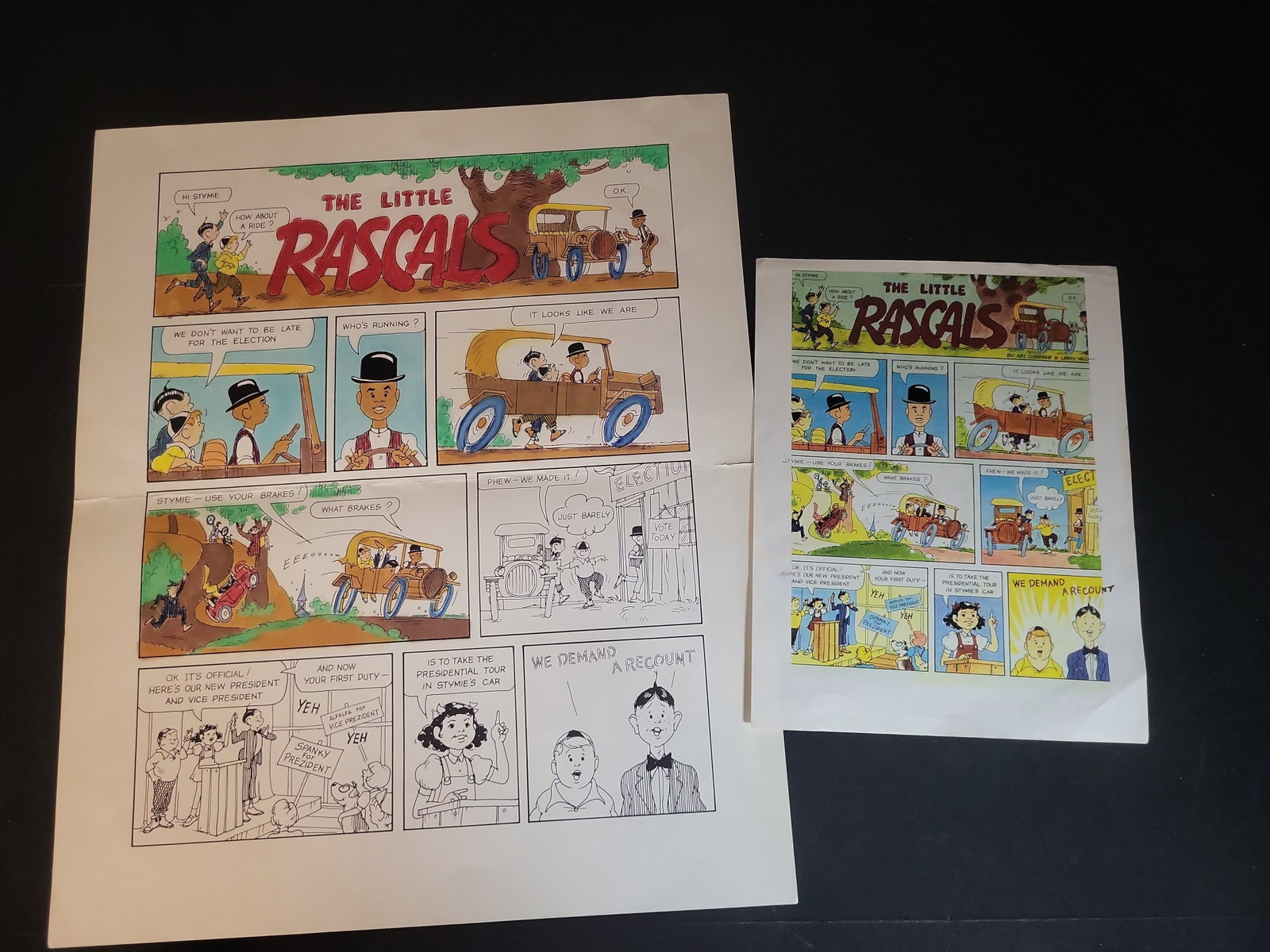 I02744 | Art Cumings and Larry McCleery, Two Production Sheets for The Little Rascals Comic Strip (1 of 5)