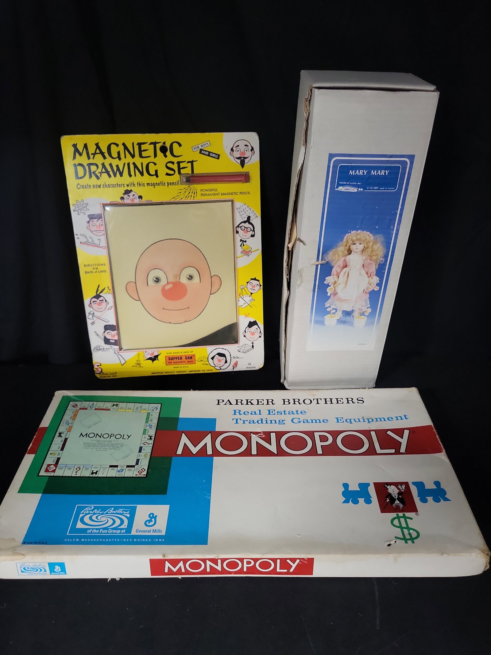 I02790 | Three Vintage Toys Including a Parker Brothers Monopoly Game, Dapper Dan Magnetic Drawing (1 of 10)