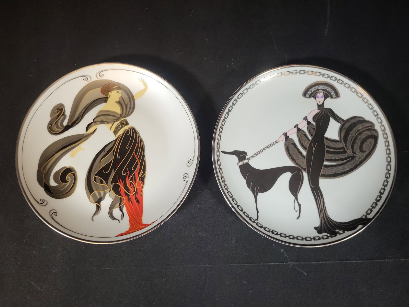 I02940 | A Pair of Franklin Mint House of Erte Limited Edition Porcelain Collector Plates (1 of 7)