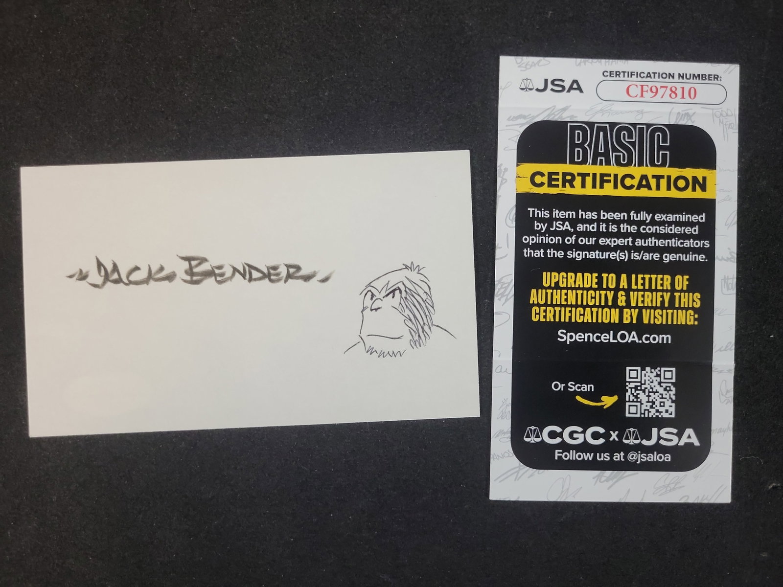 I02511 | Jack Bender Signed Original Alley Oop Sketch and Autograph Index Card with JSA (1 of 4)