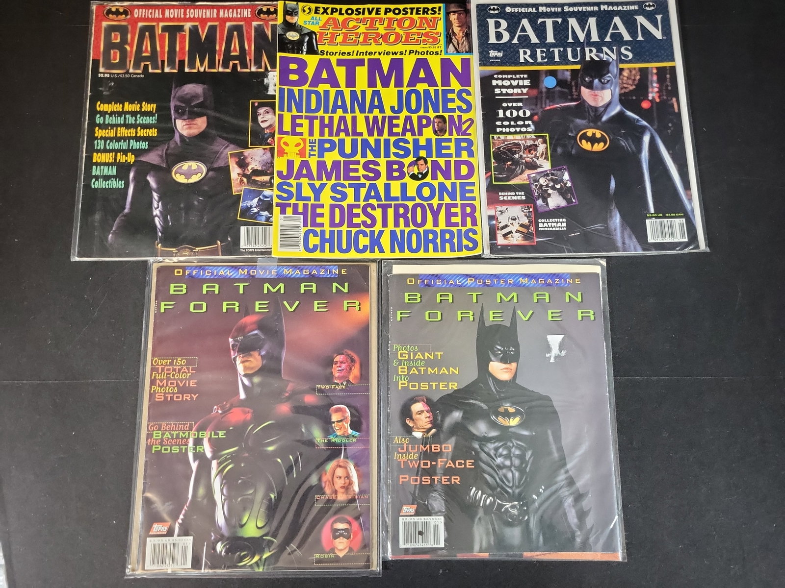 I02506 | A Collection of Five Vintage Batman and Action Cinema Souvenir Magazines Including Topps (1 of 4)