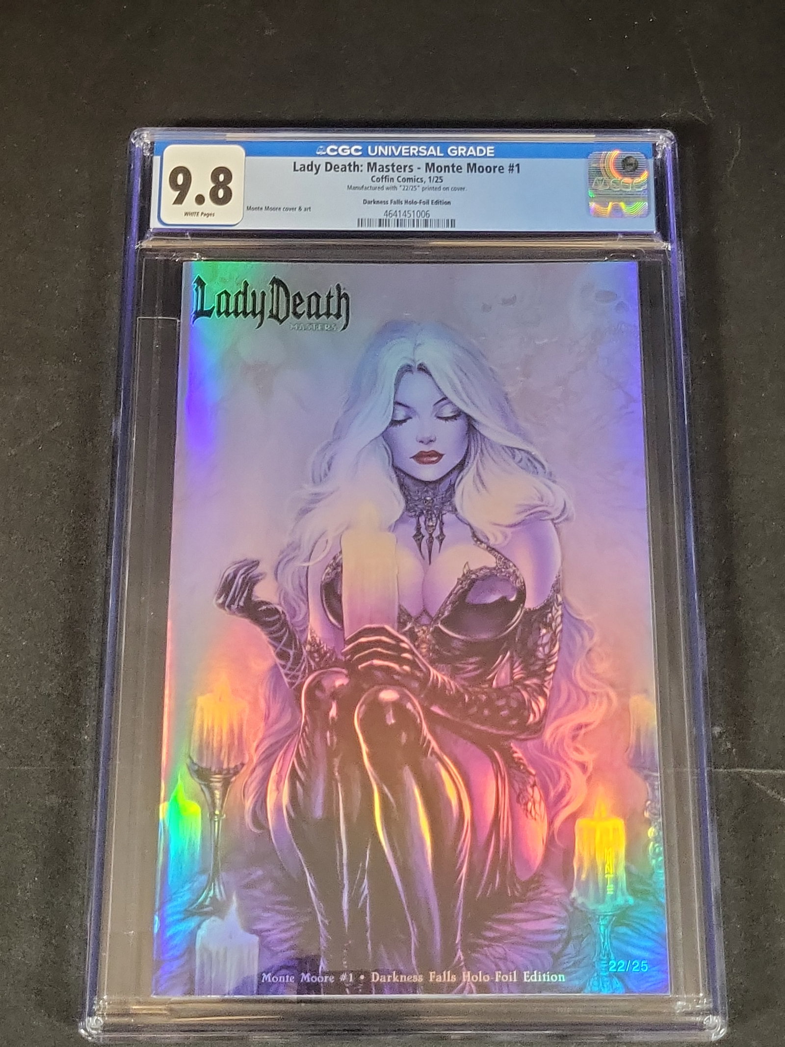 I02877 | CGC 9.8 Lady Death Masters Monte Moore #1 Darkness Falls Holo-Foil Edition 22/25 (1 of 3)