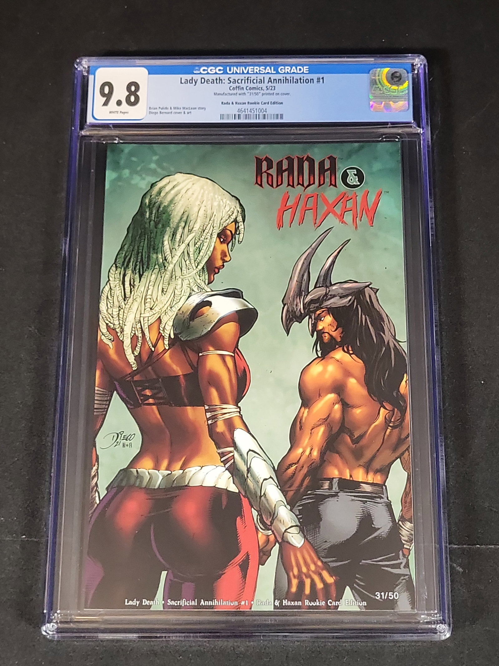 I02882 | CGC 9.8 Coffin Comics Lady Death Sacrificial Annihilation Rada and Haxan Rookie Card (1 of 3)