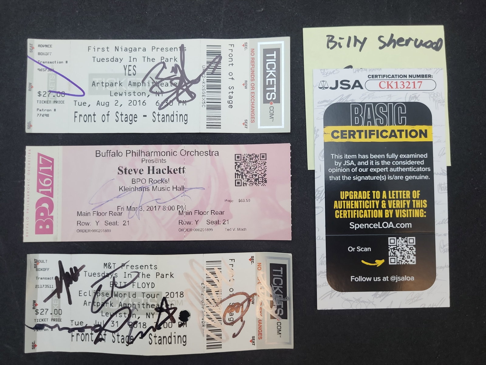 I03366 | A Trio of Autographed Progressive Rock Concert Tickets Featuring YES and Steve Hackett (1 of 5)