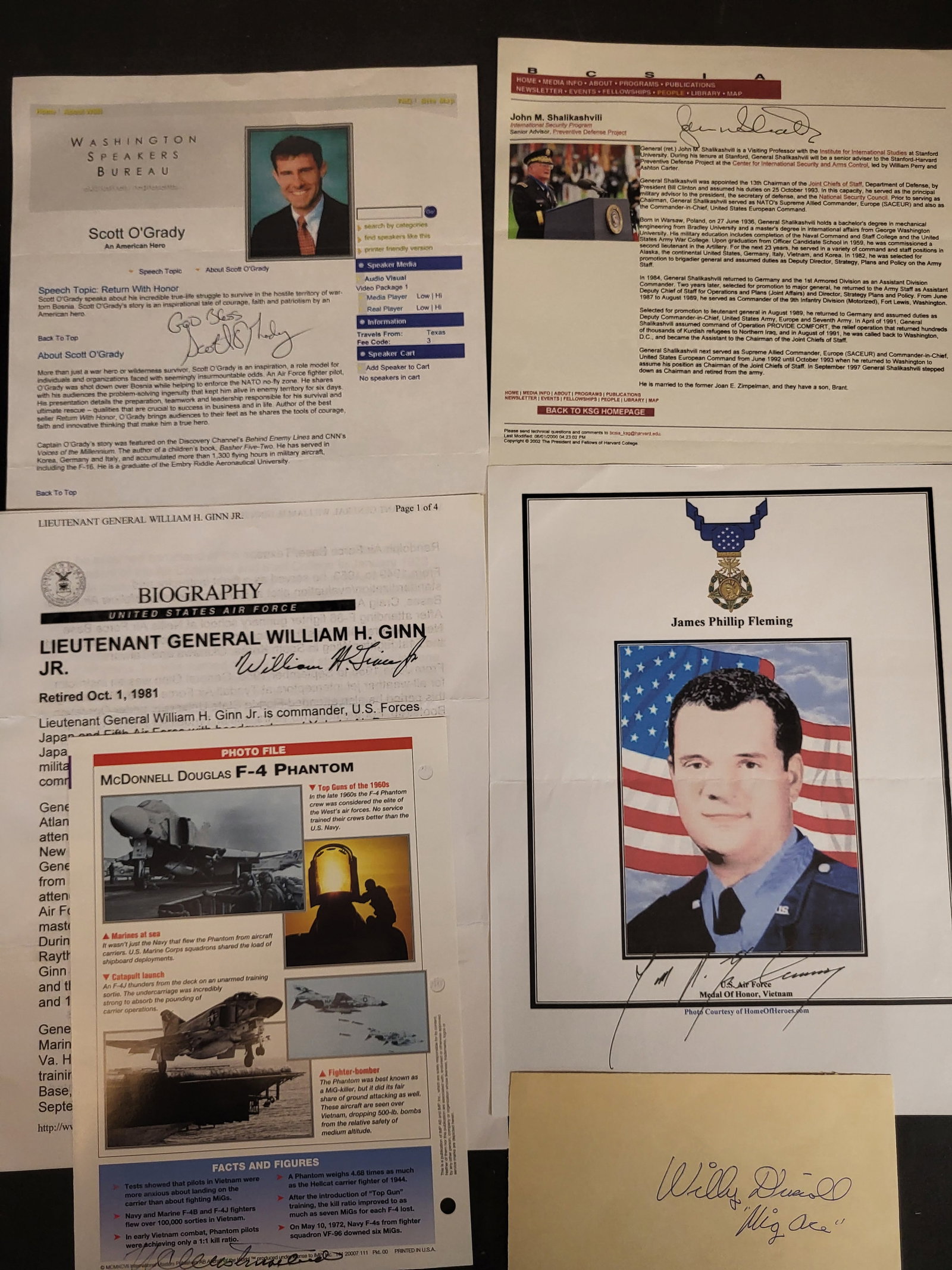 I03384 | A Collection of Six Autographed Items Related to United States Military History and (1 of 7)